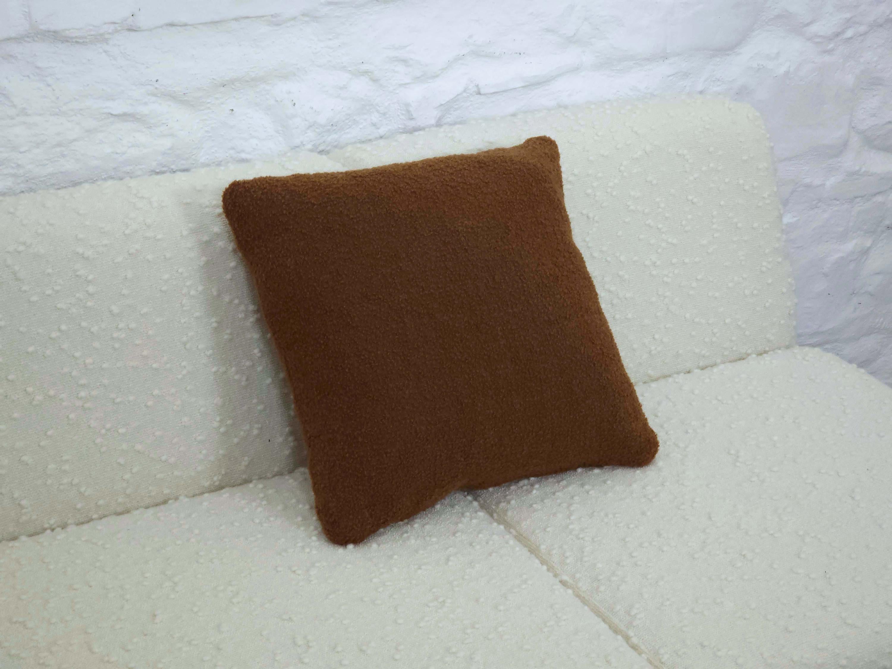 Square Pillow Cushion Cover in Brown Italian Boucle