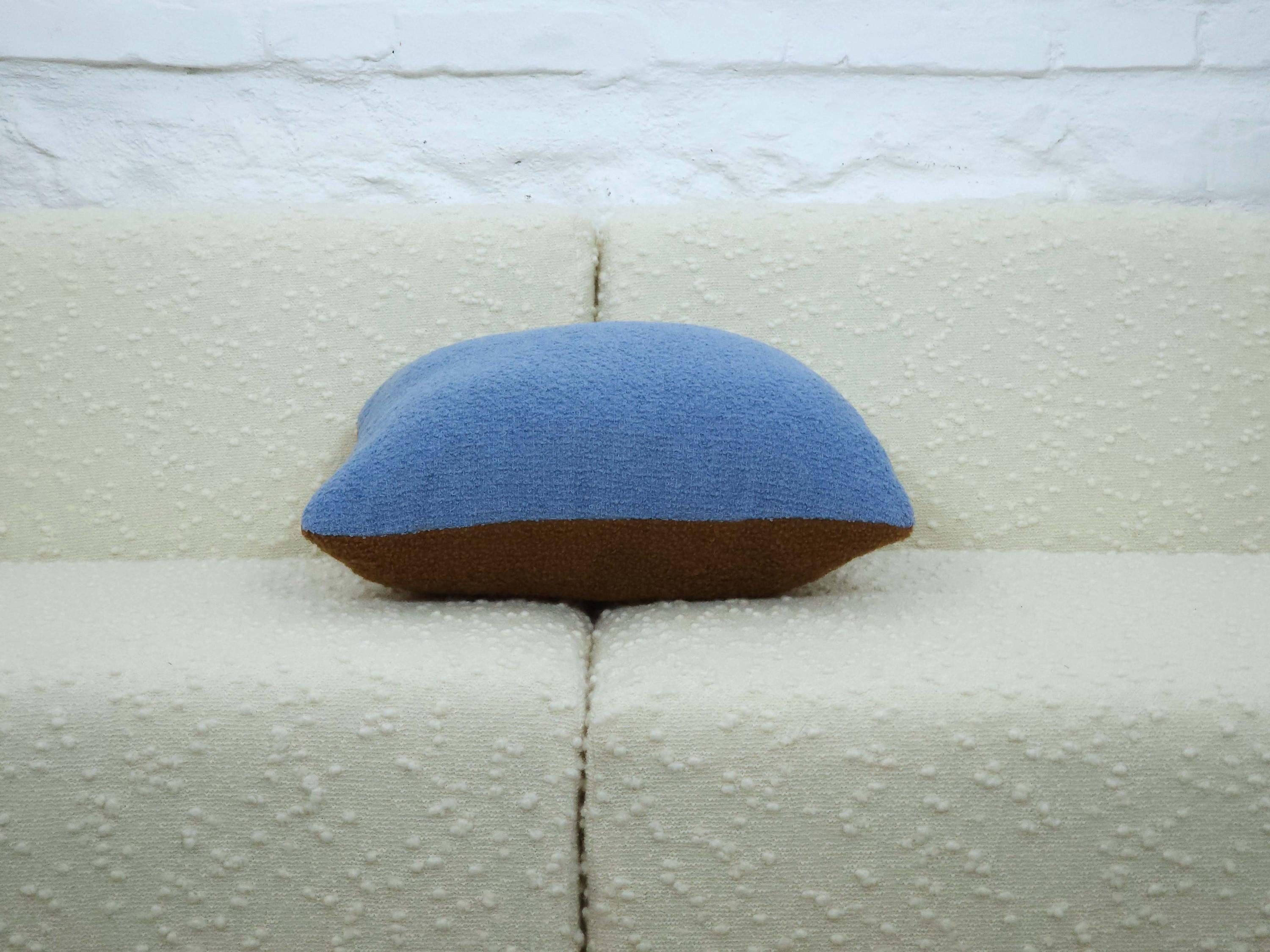 Square Pillow Cushion Cover in Blue and Brown Italian Boucle