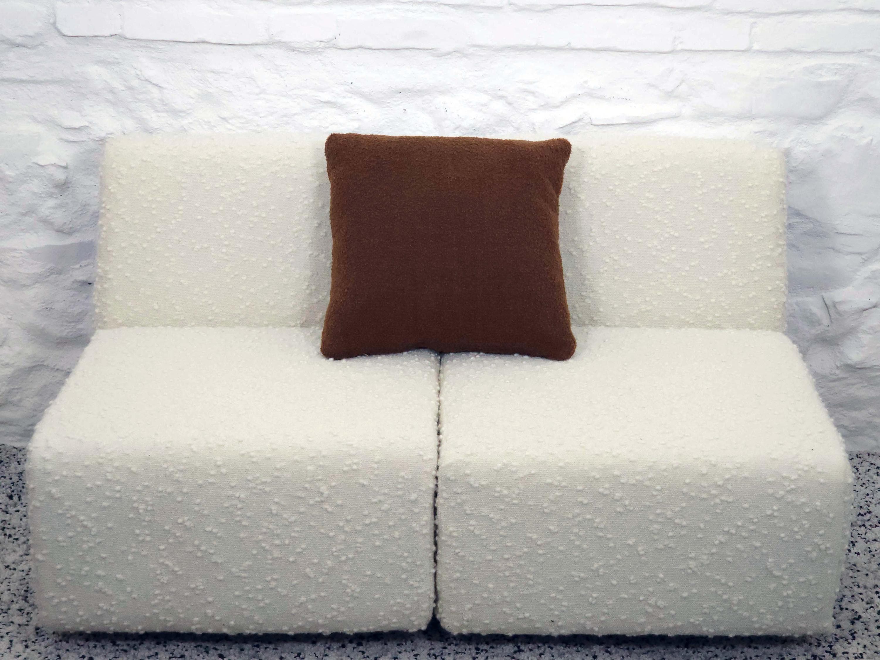 Square Pillow Cushion Cover in Brown Italian Boucle