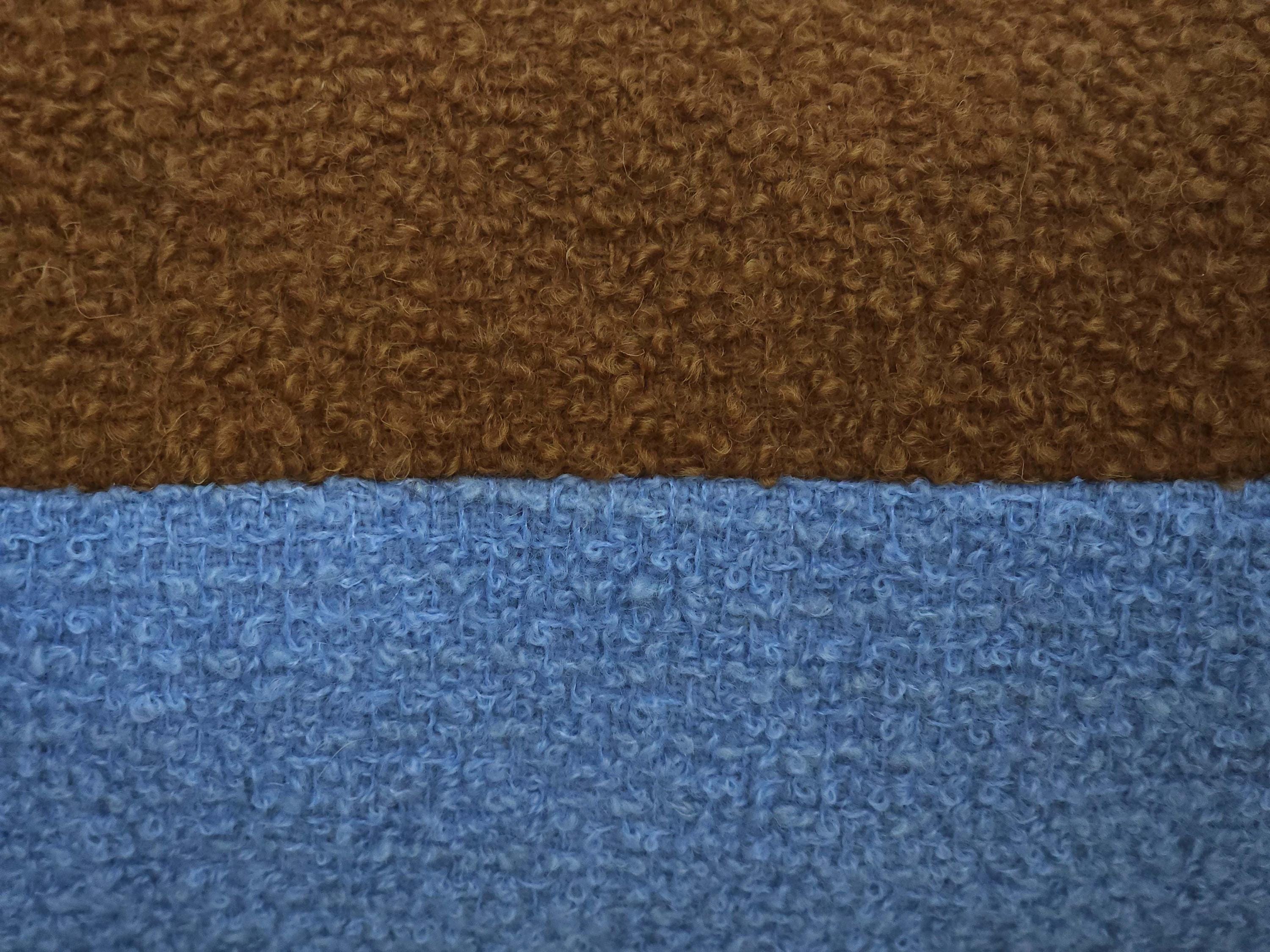 Square Pillow Cushion Cover in Blue and Brown Italian Boucle