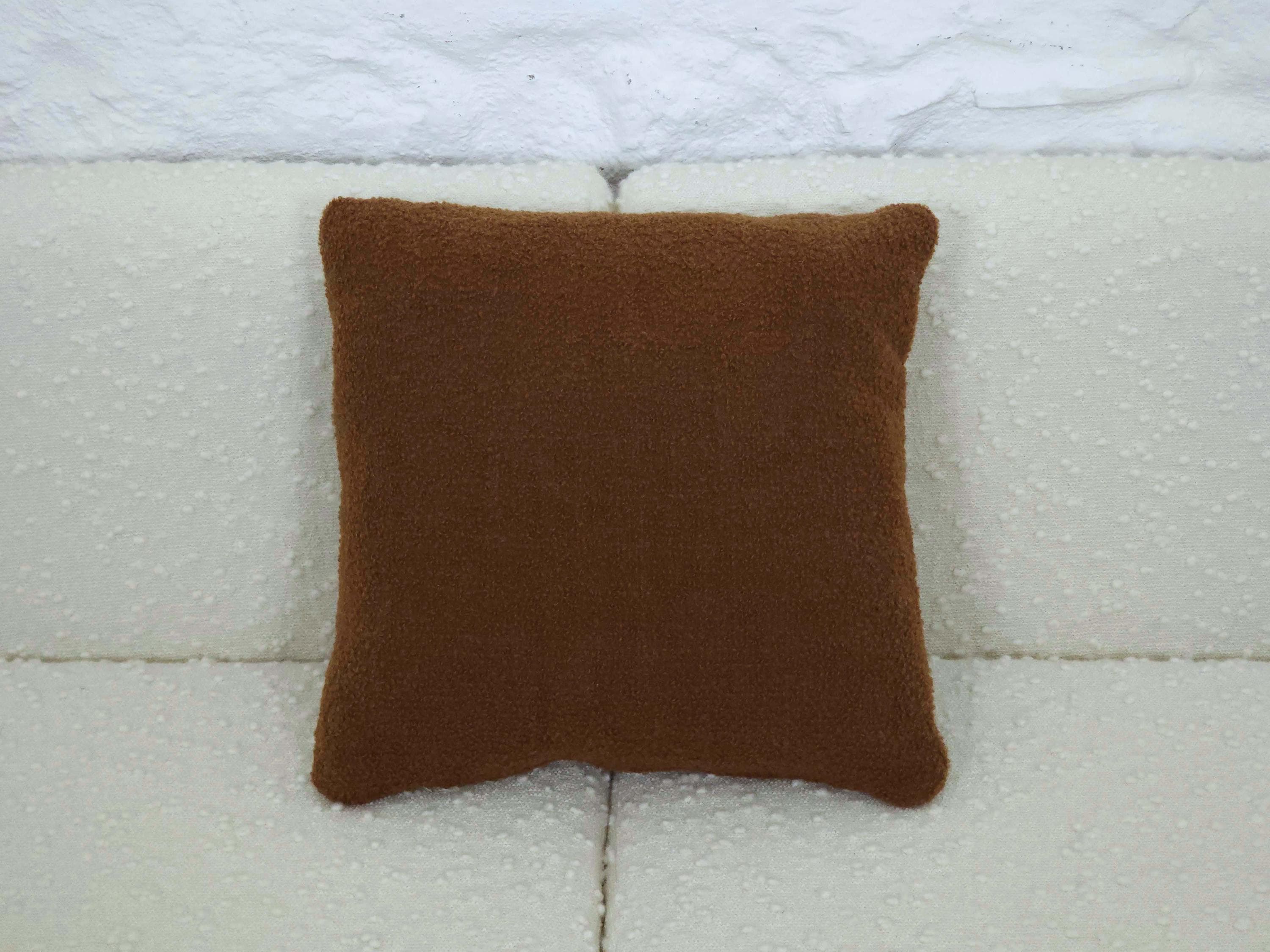 Square Pillow Cushion Cover in Brown Italian Boucle