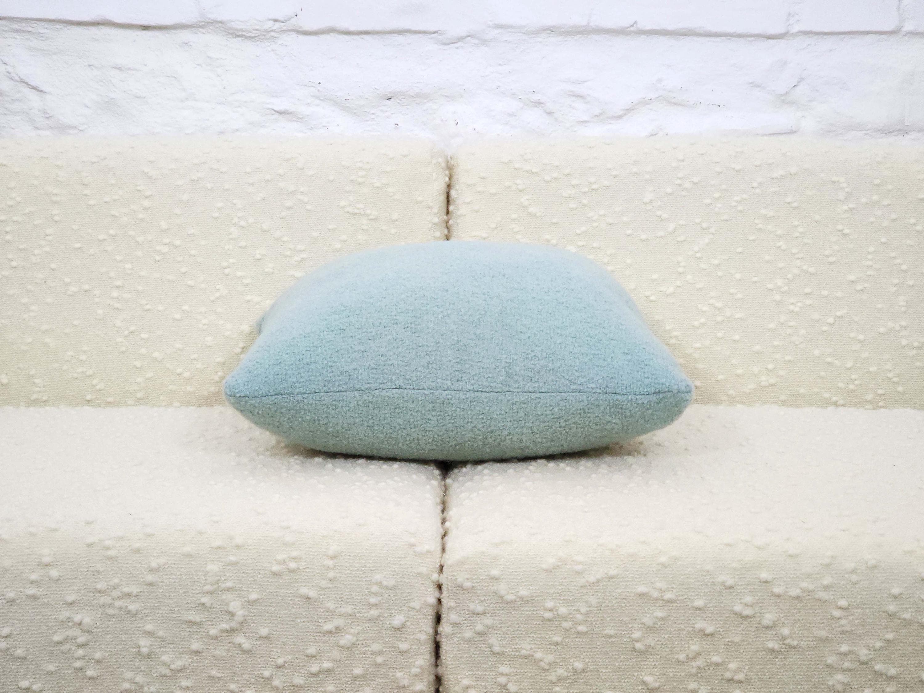 Square Pillow Cushion Cover in Aqua Italian Boucle