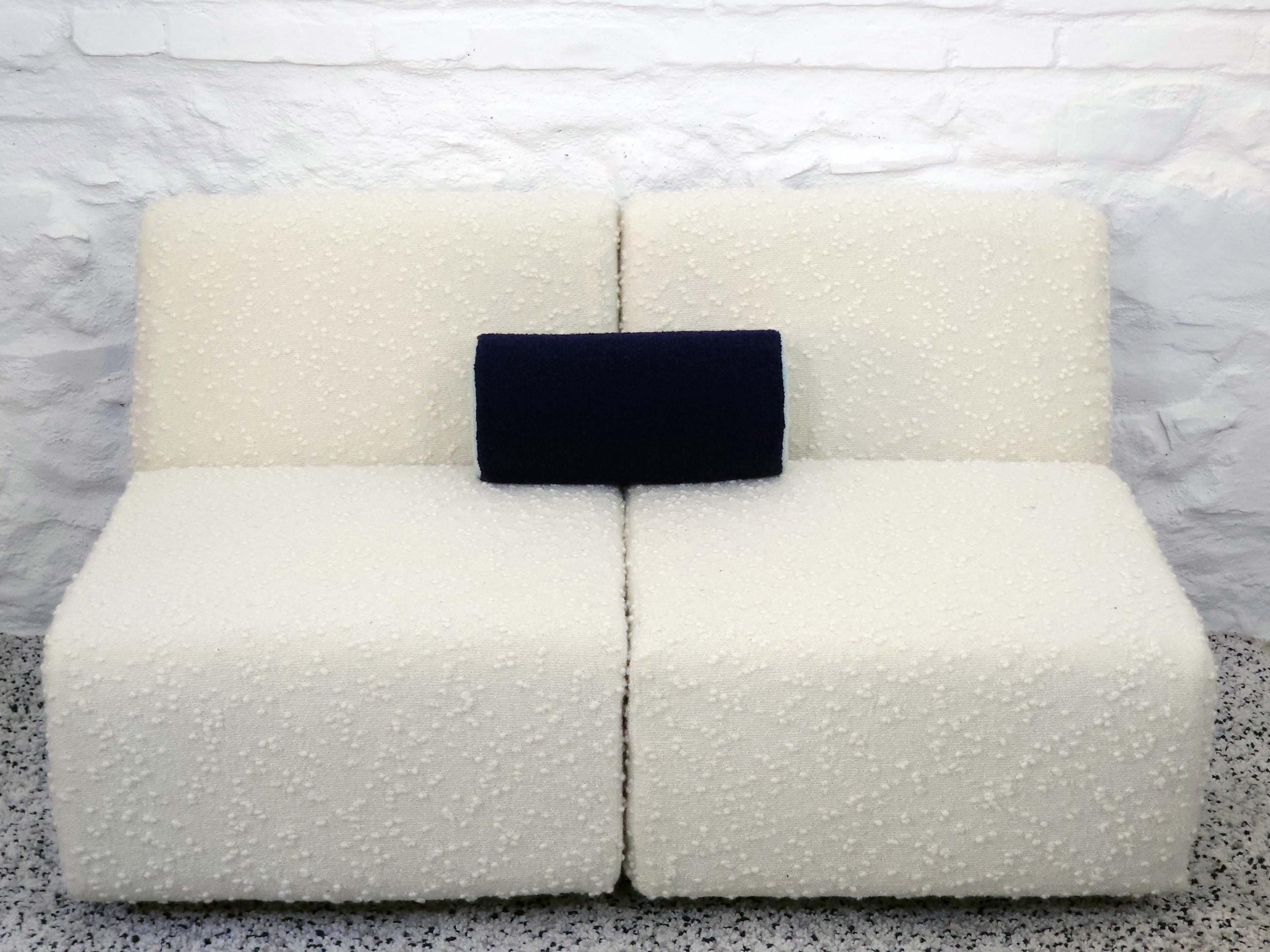 Bolster Pillow Cushion Cover in Navy and Aqua Italian Boucle