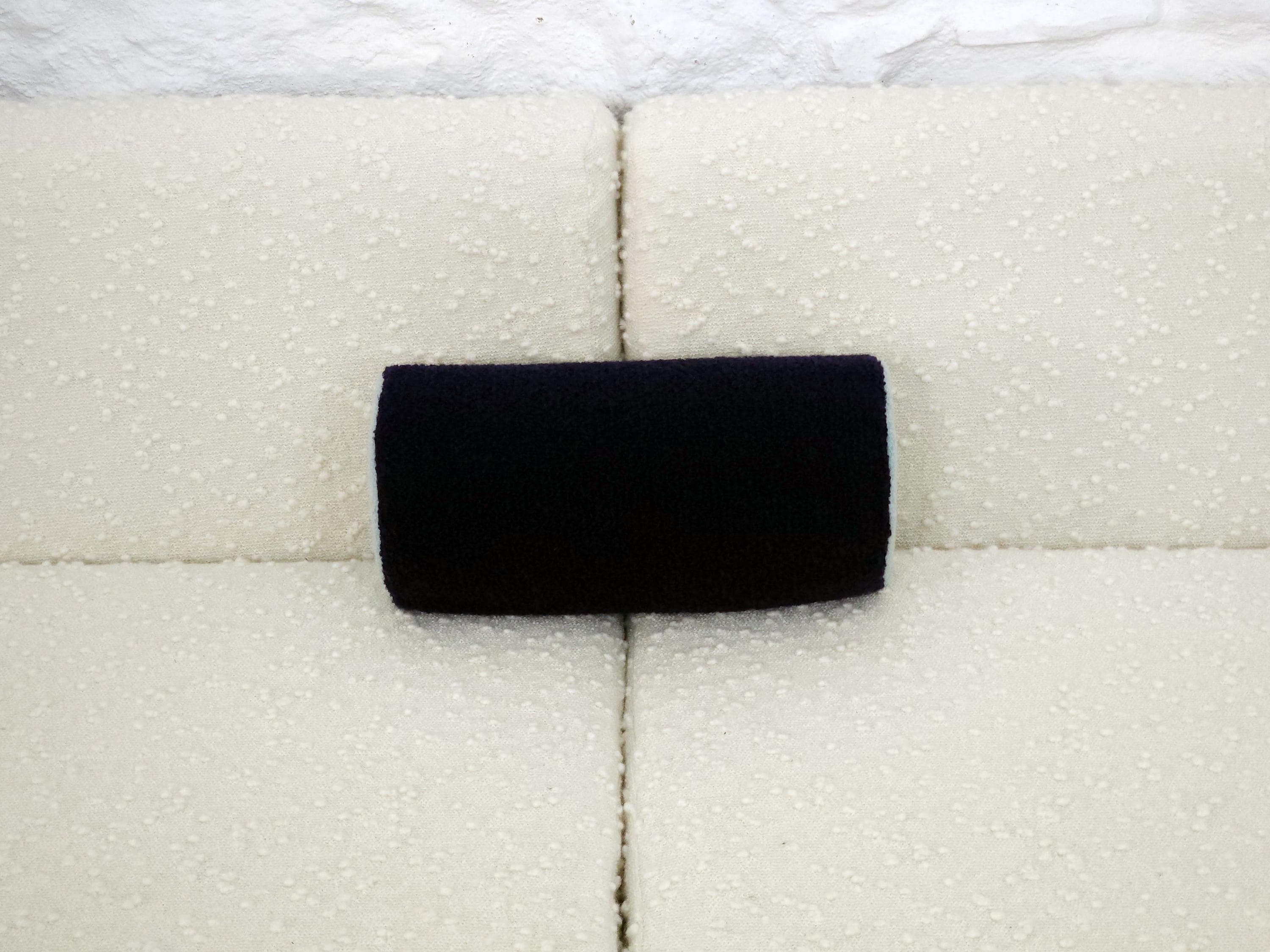 Bolster Pillow Cushion Cover in Navy and Aqua Italian Boucle