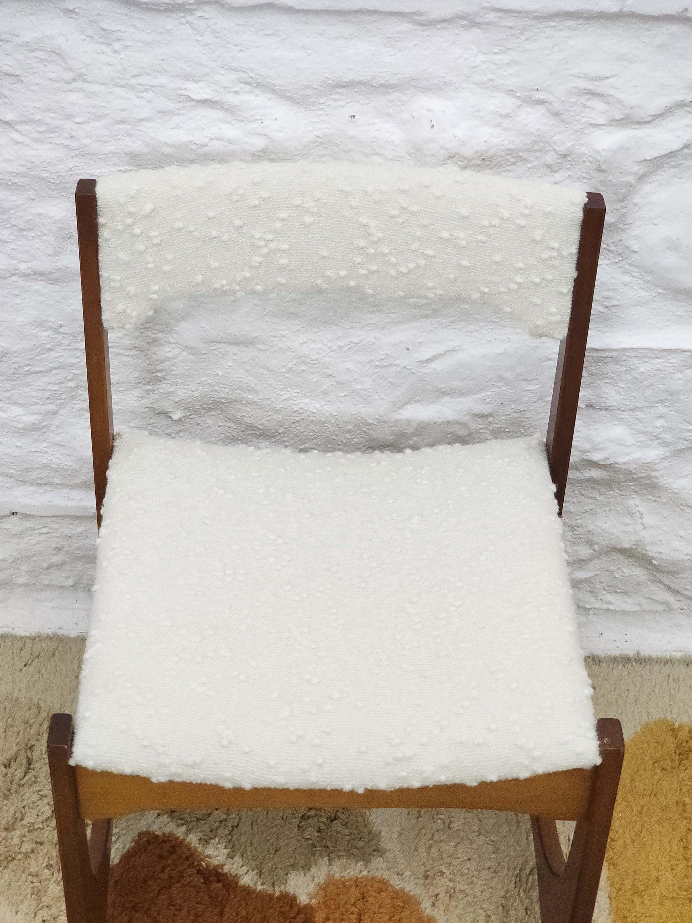 Wooden Chair with Textured Fabric | Italian Mid-century Modern | 1960s