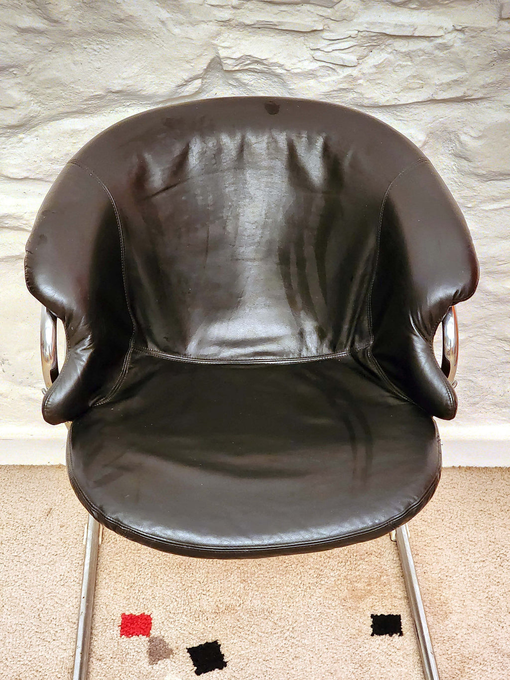 Flynn Chrome and Black Leather Dining Chairs by Gaetano Rinaldi for Thema | Italian Space Age | 1970s