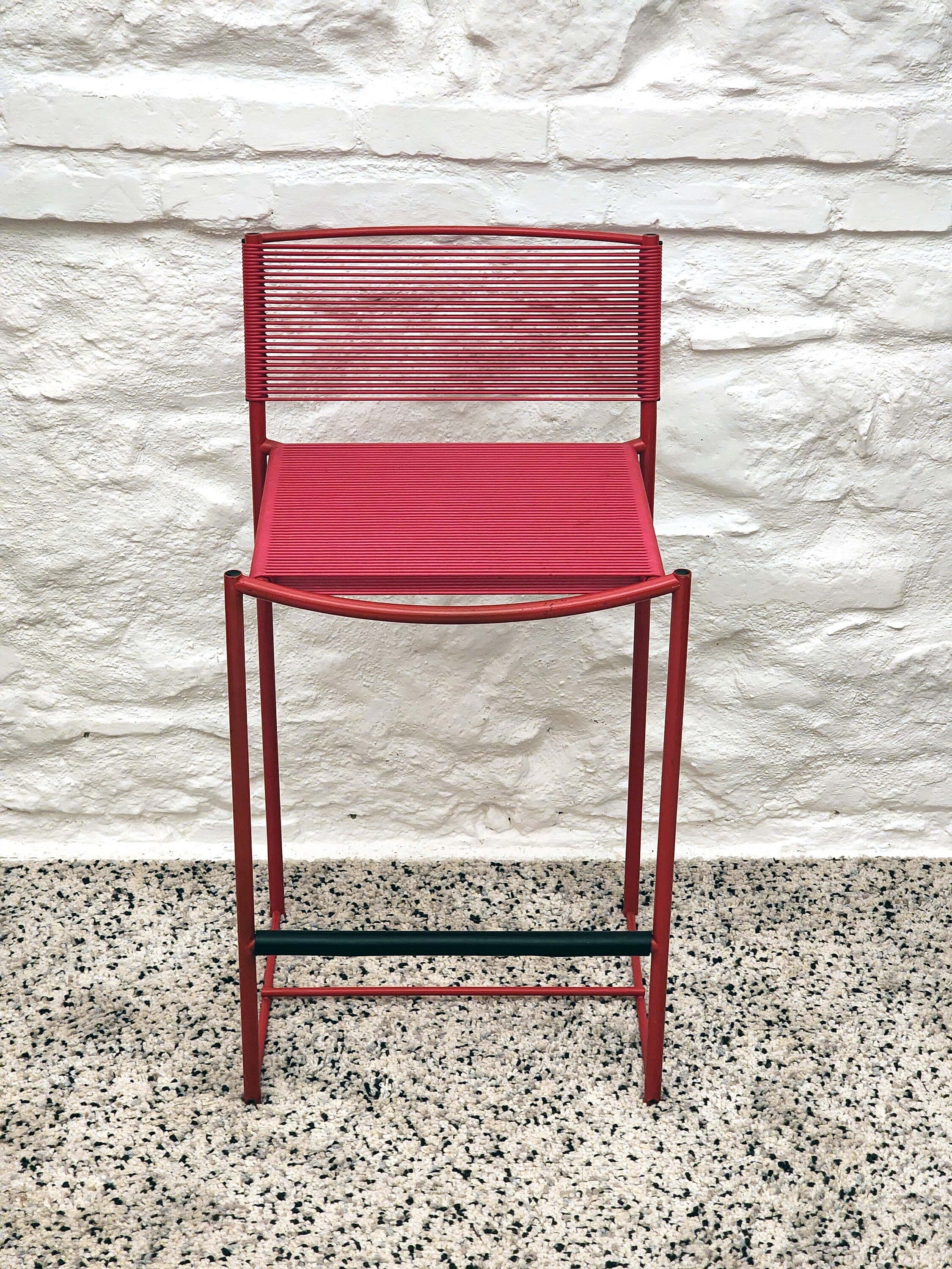 Spaghetti 164 Stool in Red by Giandomenico Belotti for Alias | Italian Postmodern | 1980s