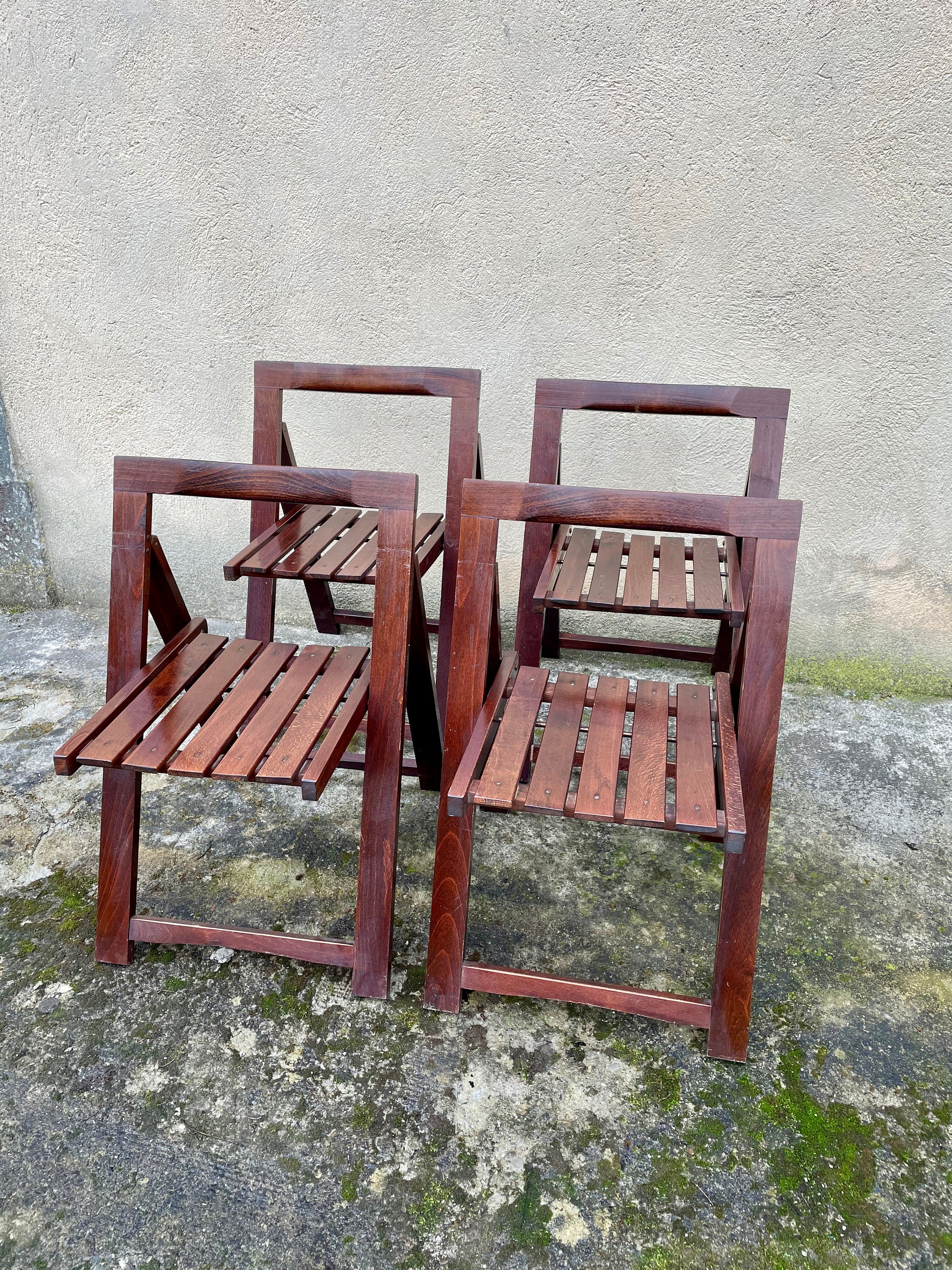 Wooden Folding Chairs in the style of Aldo Jacober Trieste for Alberto Bazzani | 1960s