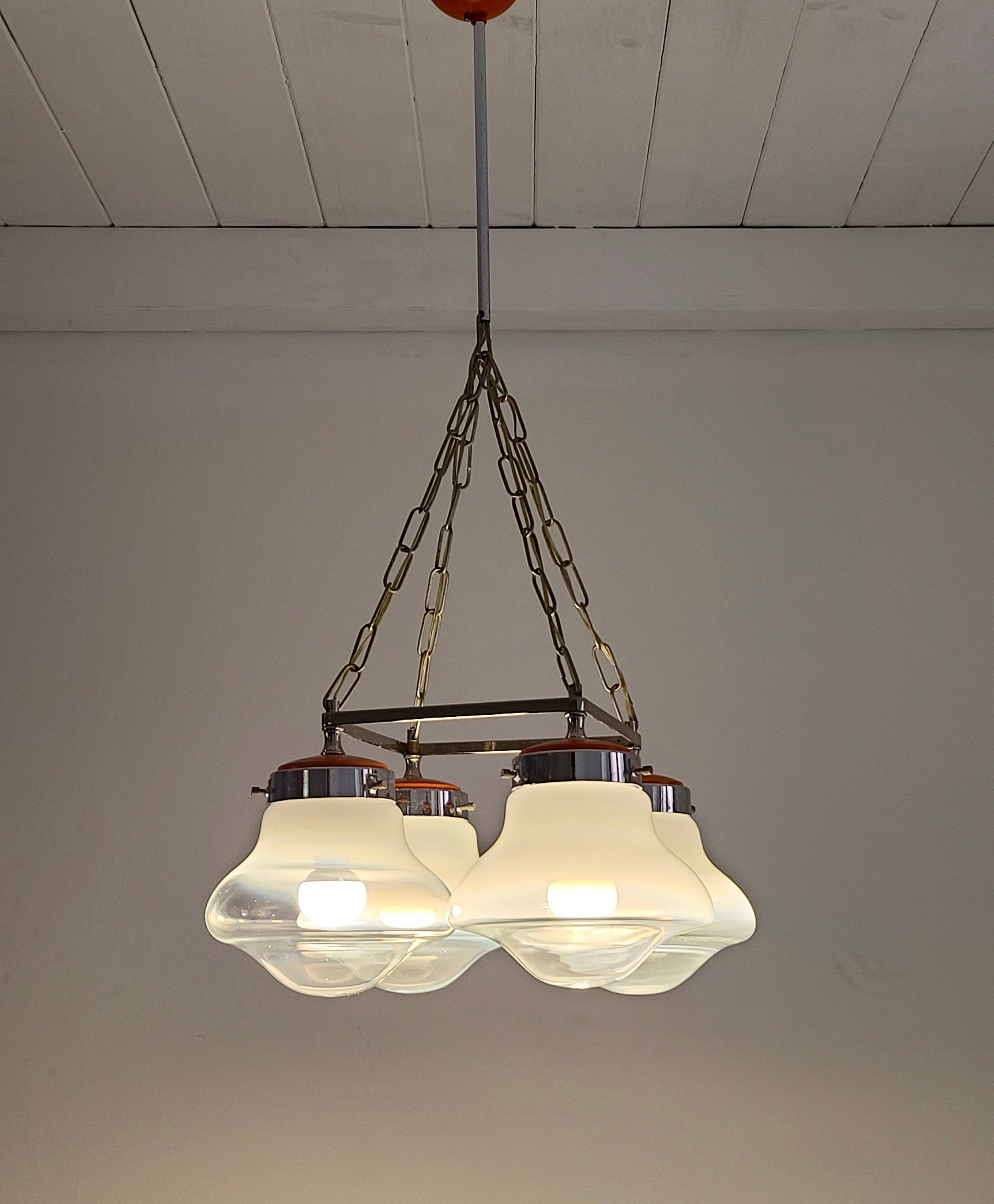 Murano Glass Globe Hanging Ceiling Lamp | Italian Space Age | 1970s