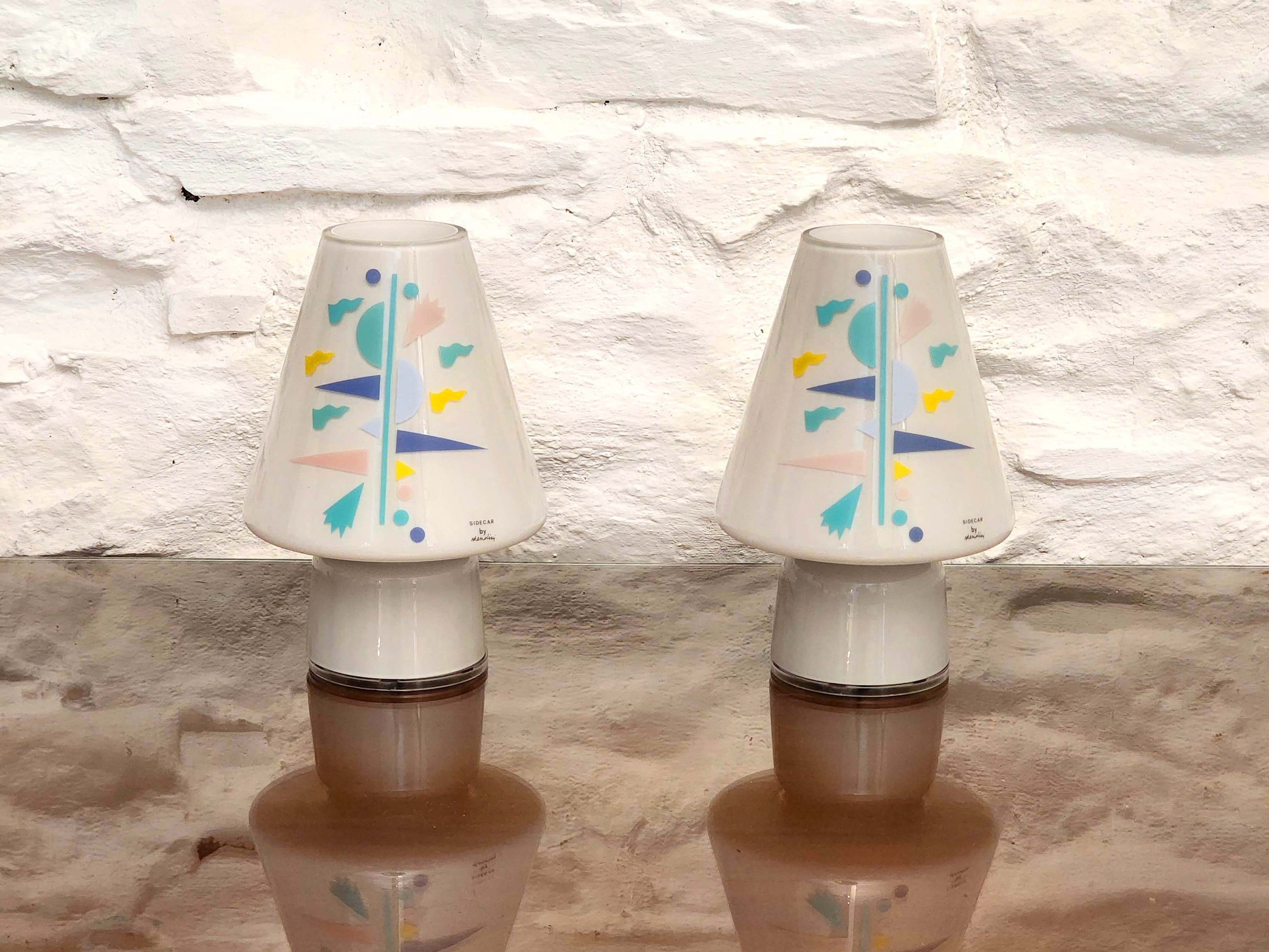 Bibi Sidecar Murano Glass Table Lamps by Alessandro Mendini for Artemide | Italian Postmodern | 1990s