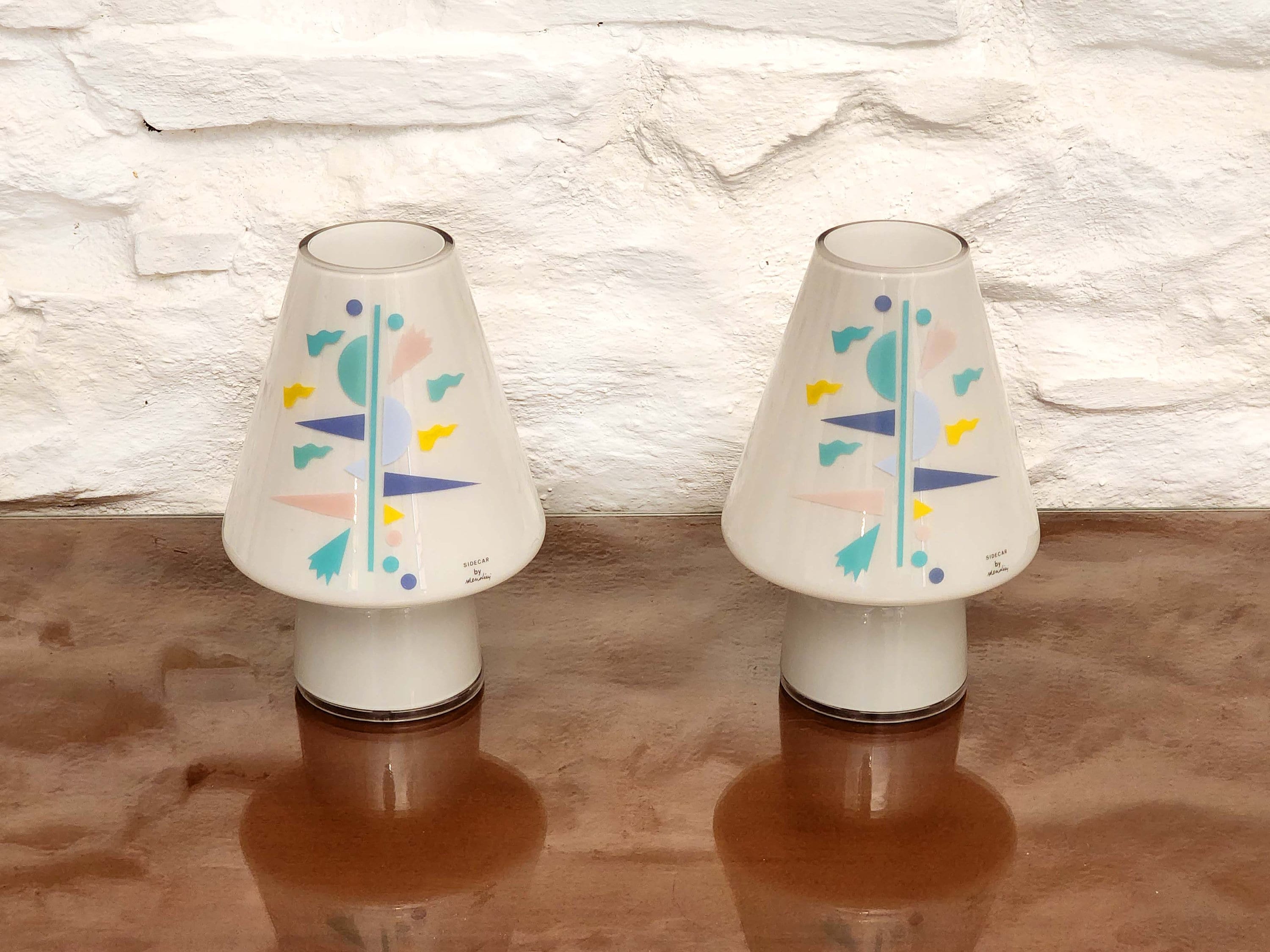 Bibi Sidecar Murano Glass Table Lamps by Alessandro Mendini for Artemide | Italian Postmodern | 1990s