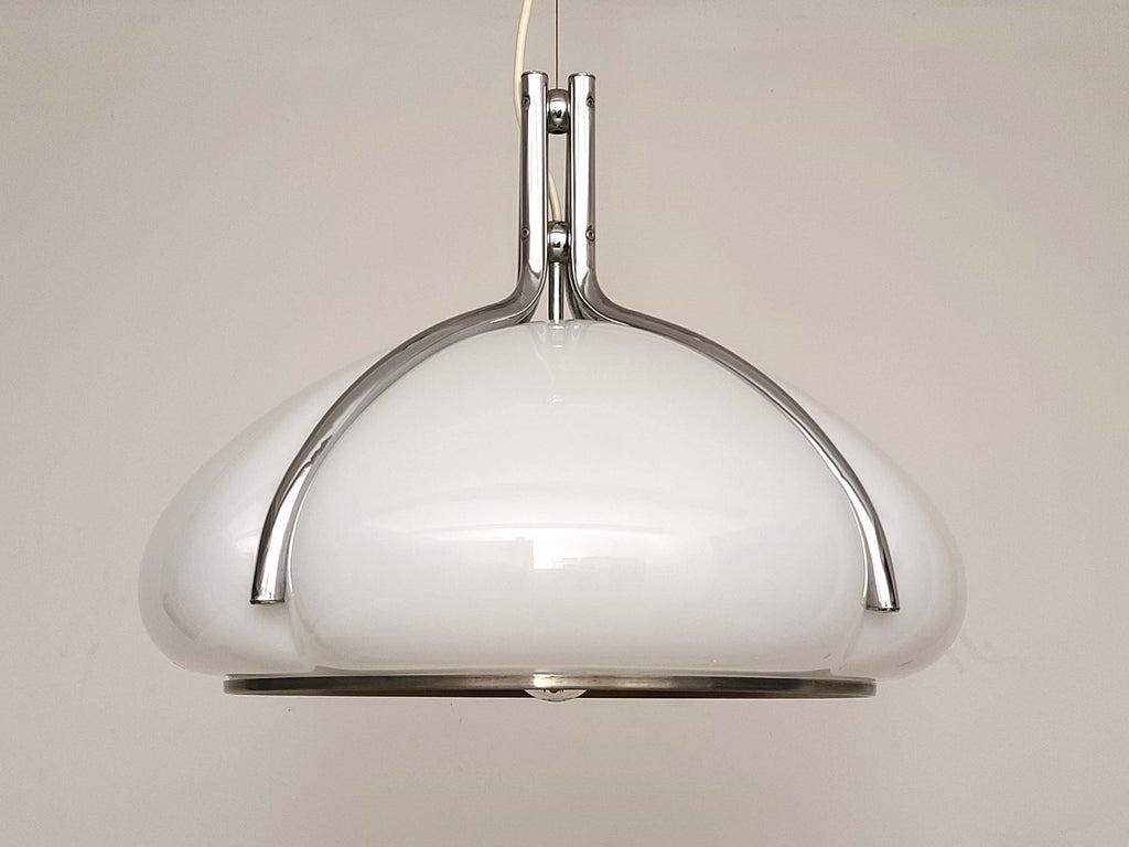 Quadrifoglio Pendant Lamp in White by Gae Aulenti for Guzzini | Italian Space Age | 1970s