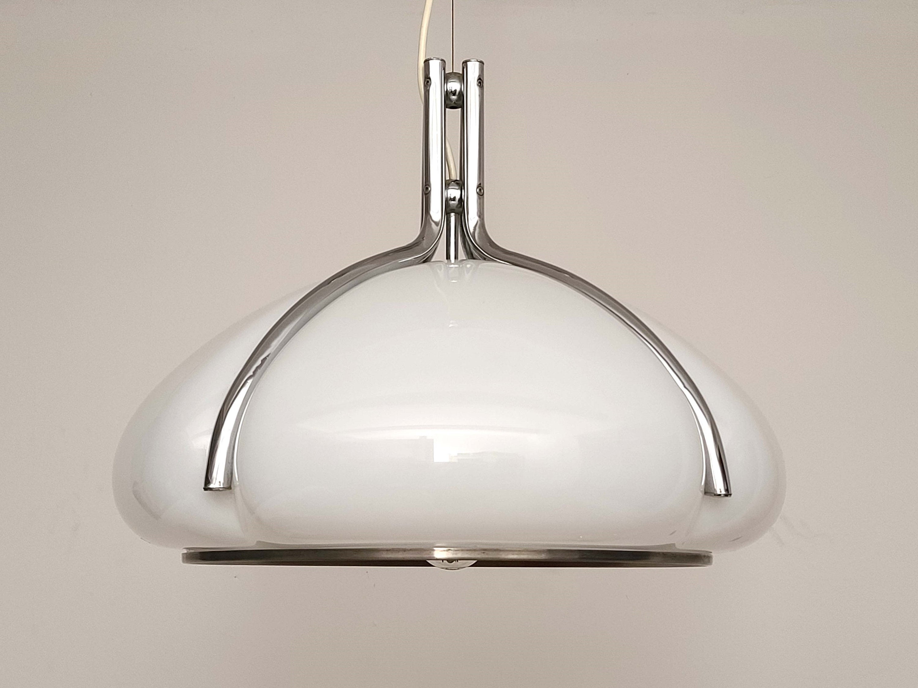 Quadrifoglio Pendant Lamp in White by Gae Aulenti for Guzzini | Italian Space Age | 1970s