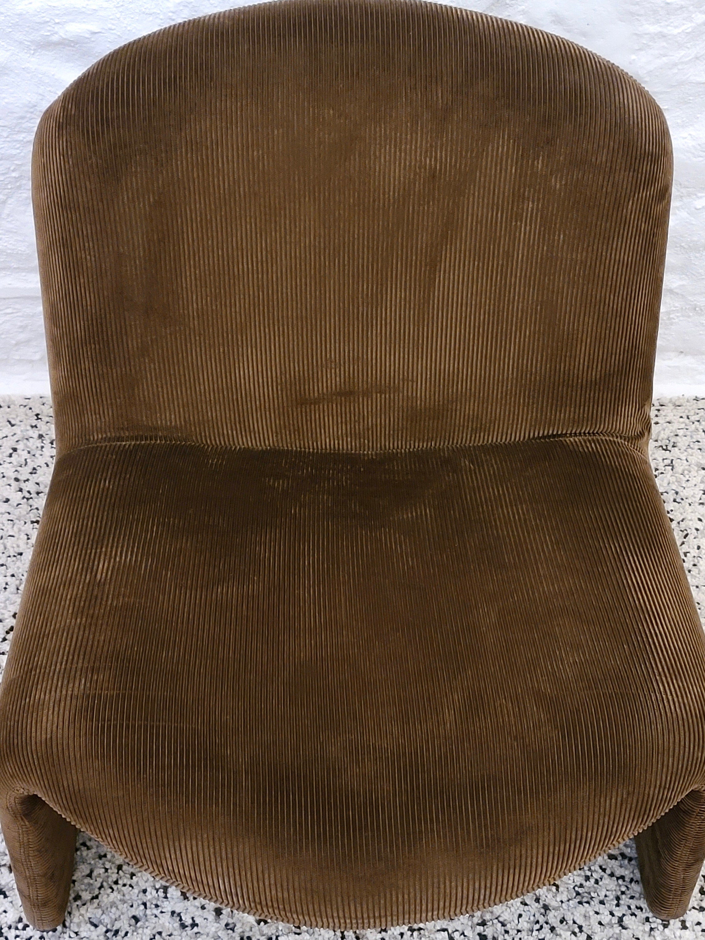 ALKY Lounge Chair in Brown Corduroy by Giancarlo Piretti for Anonima Castelli | Italian Space Age | 1970s