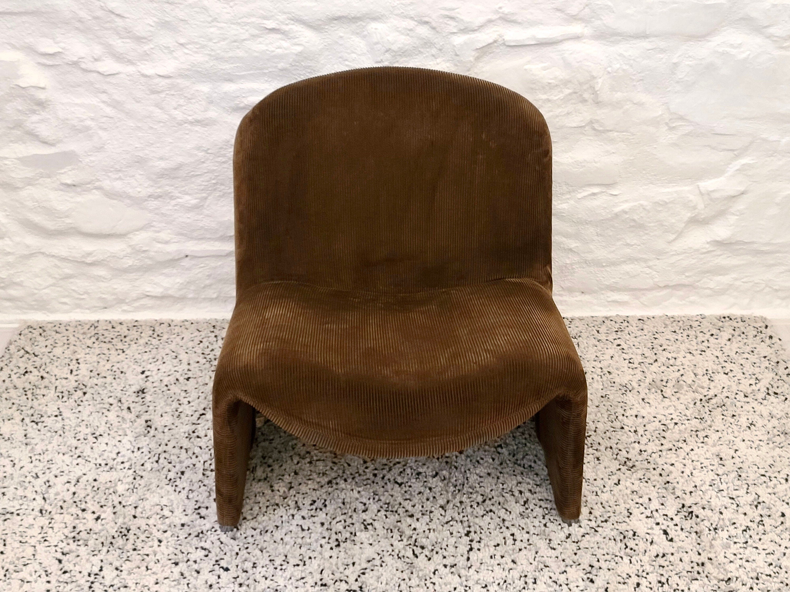 ALKY Lounge Chair in Brown Corduroy by Giancarlo Piretti for Anonima Castelli | Italian Space Age | 1970s