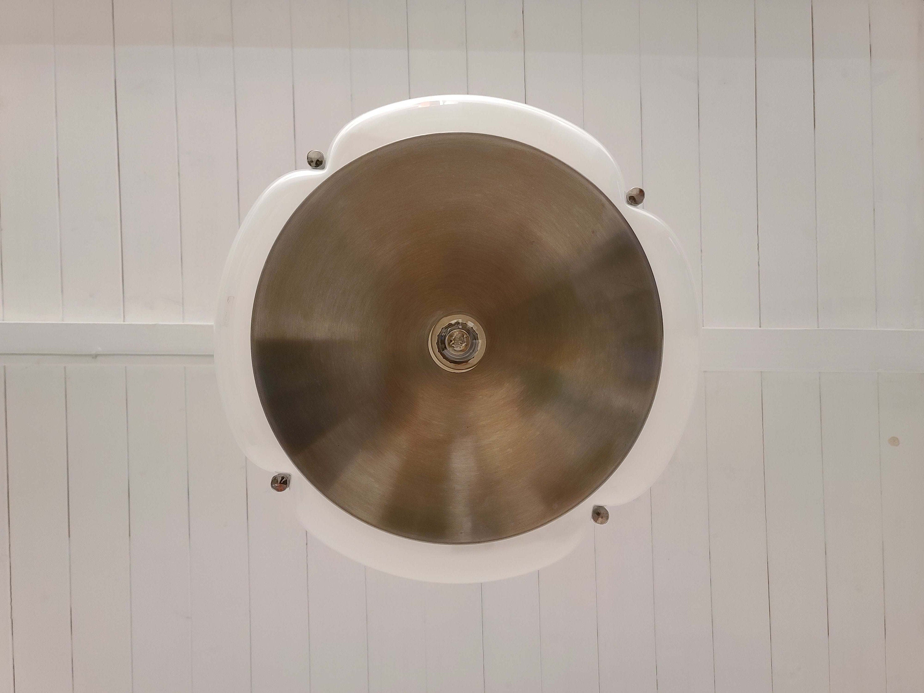 Quadrifoglio Pendant Lamp in White by Gae Aulenti for Guzzini | Italian Space Age | 1970s