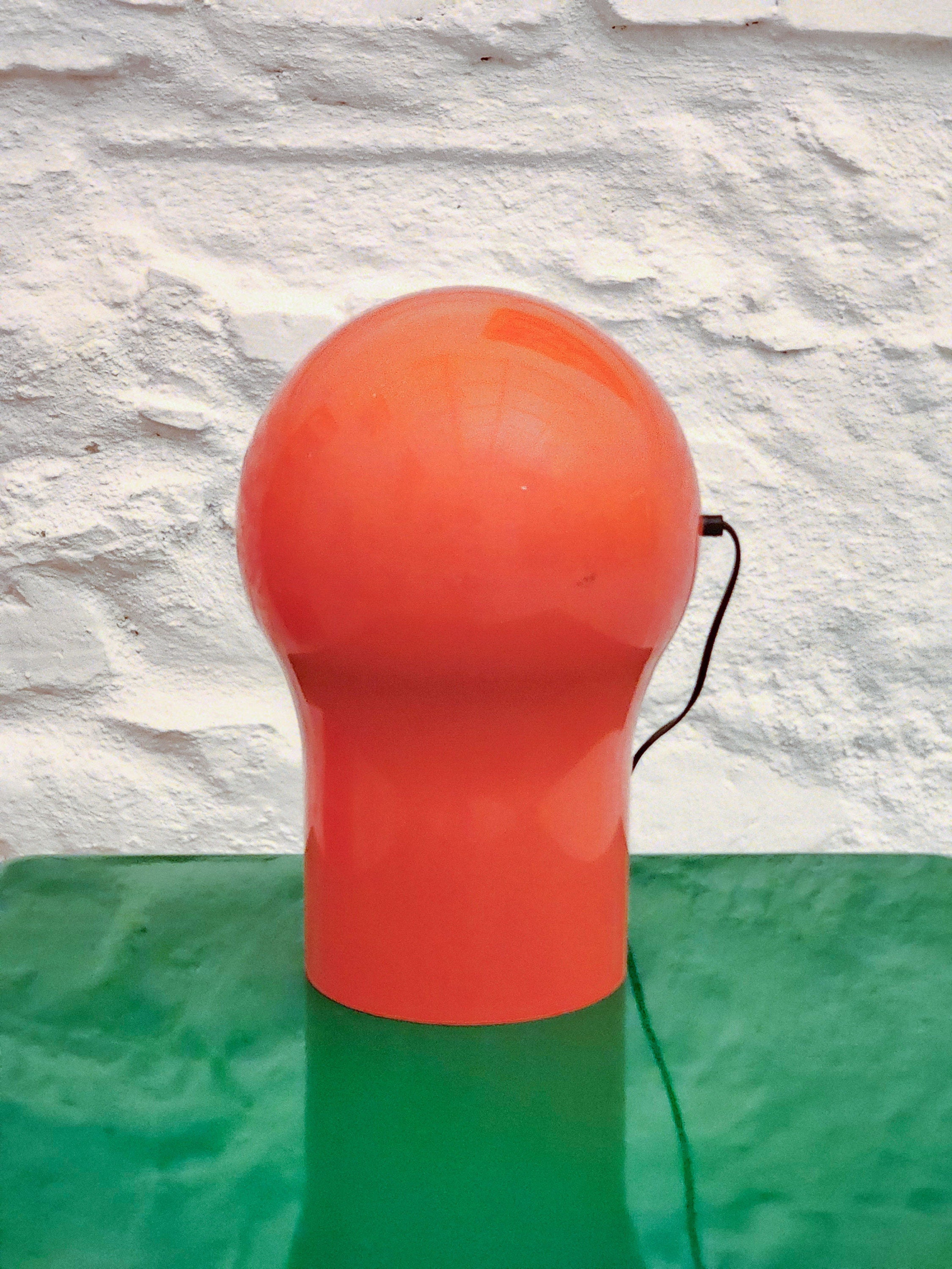 Telegono Plastic Table Lamp in Orange by Vico Magistretti for Artemide | Italian Space Age | 1960s