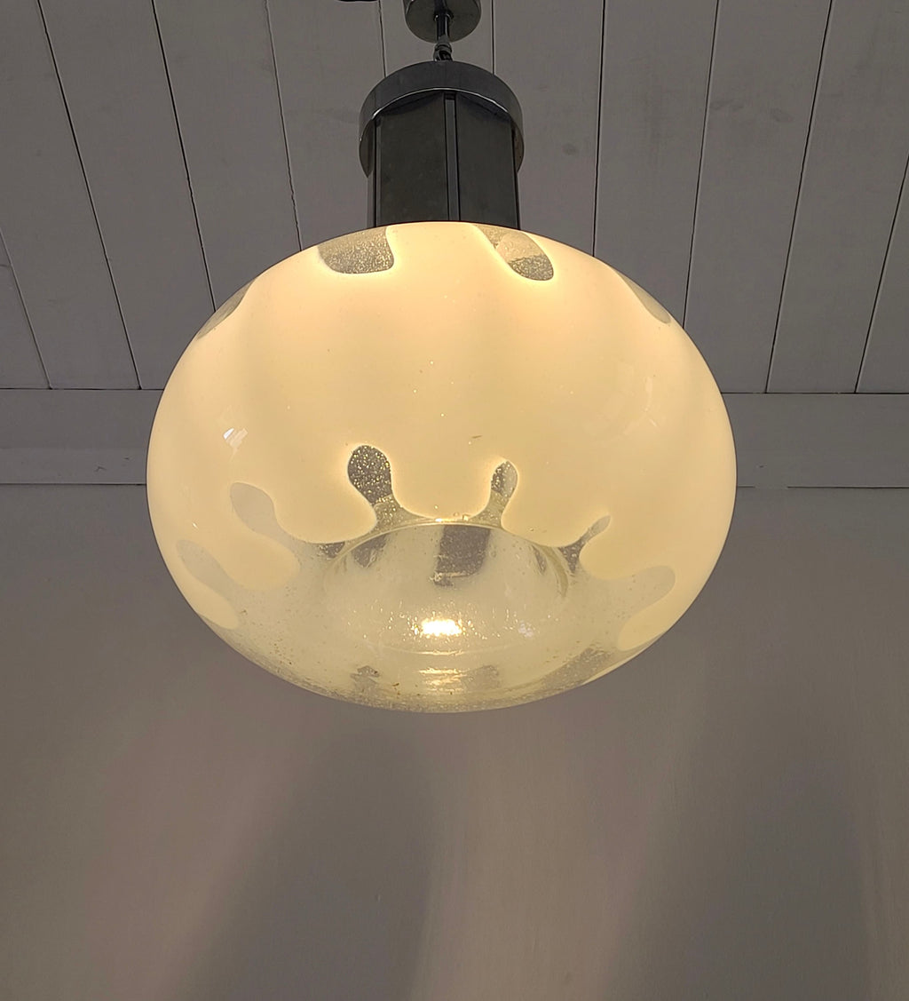 Murano Pulegoso Bubbled Glass Ceiling Pendant Lamp | Italian Space Age | 1970s
