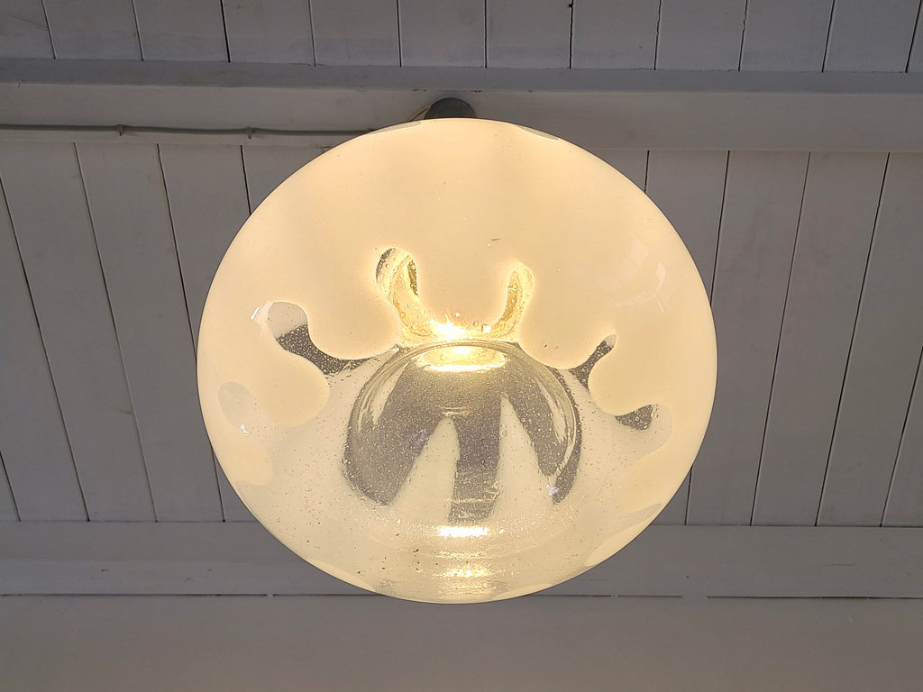 Murano Pulegoso Bubbled Glass Ceiling Pendant Lamp | Italian Space Age | 1970s