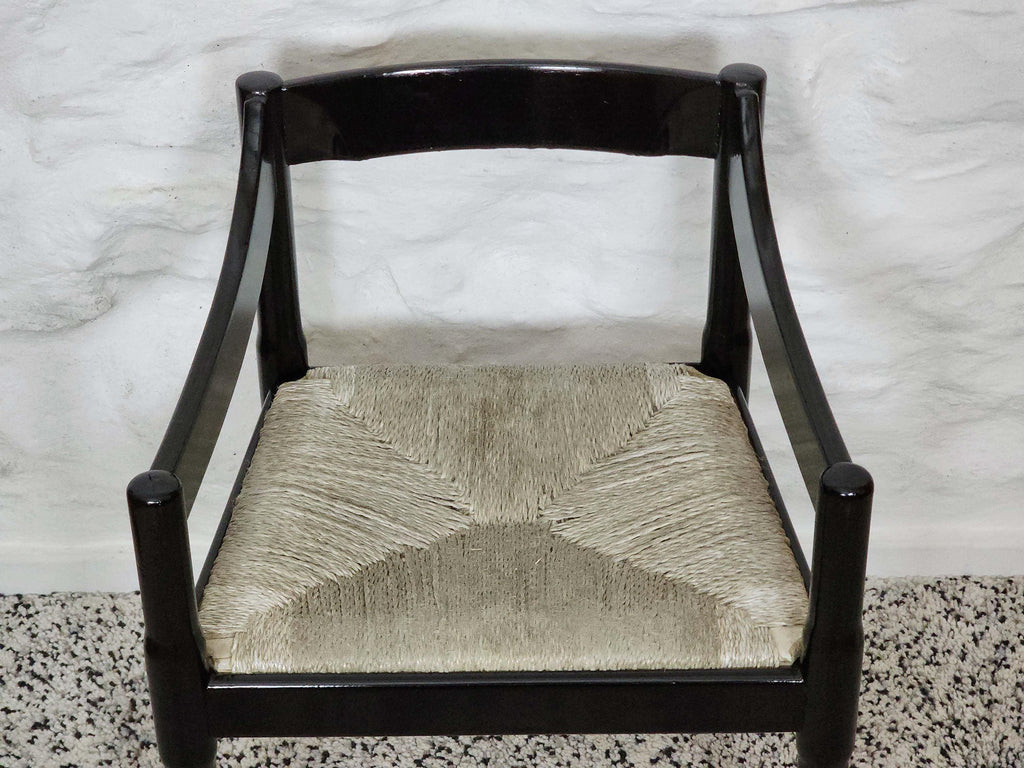 Carimate Dining Chair in Black Lacquer by Vico Magistretti for Cassina | Vintage Italian Design | 1960s