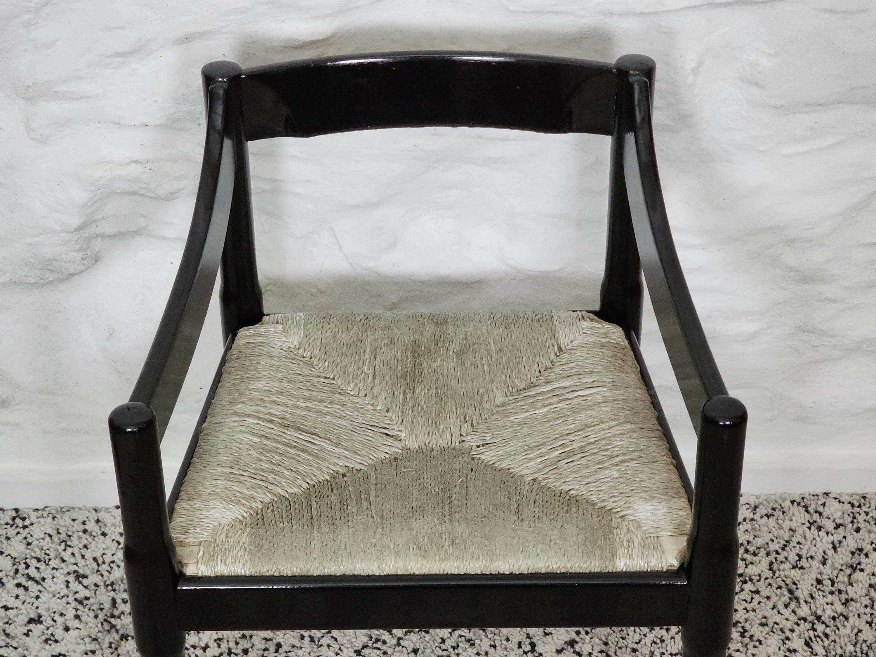 Carimate Dining Chair in Black Lacquer by Vico Magistretti for Cassina | Vintage Italian Design | 1960s