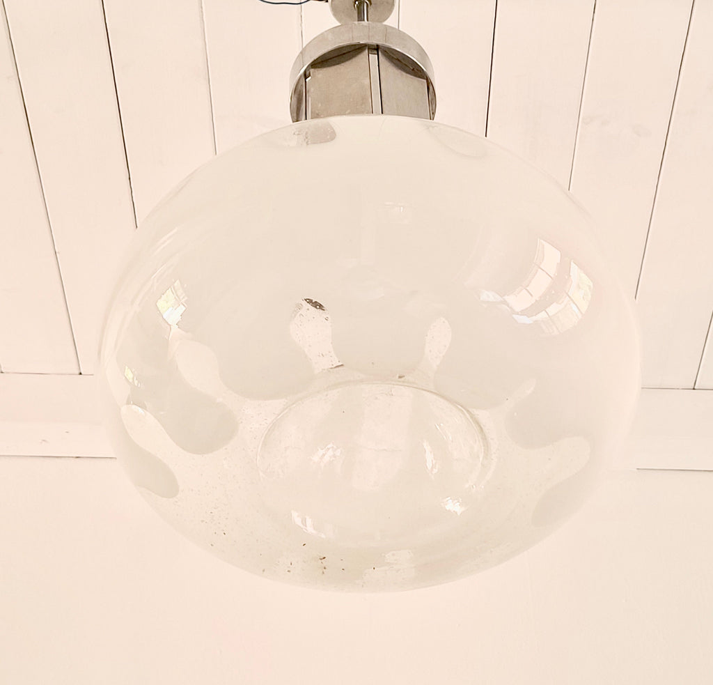 Murano Pulegoso Bubbled Glass Ceiling Pendant Lamp | Italian Space Age | 1970s