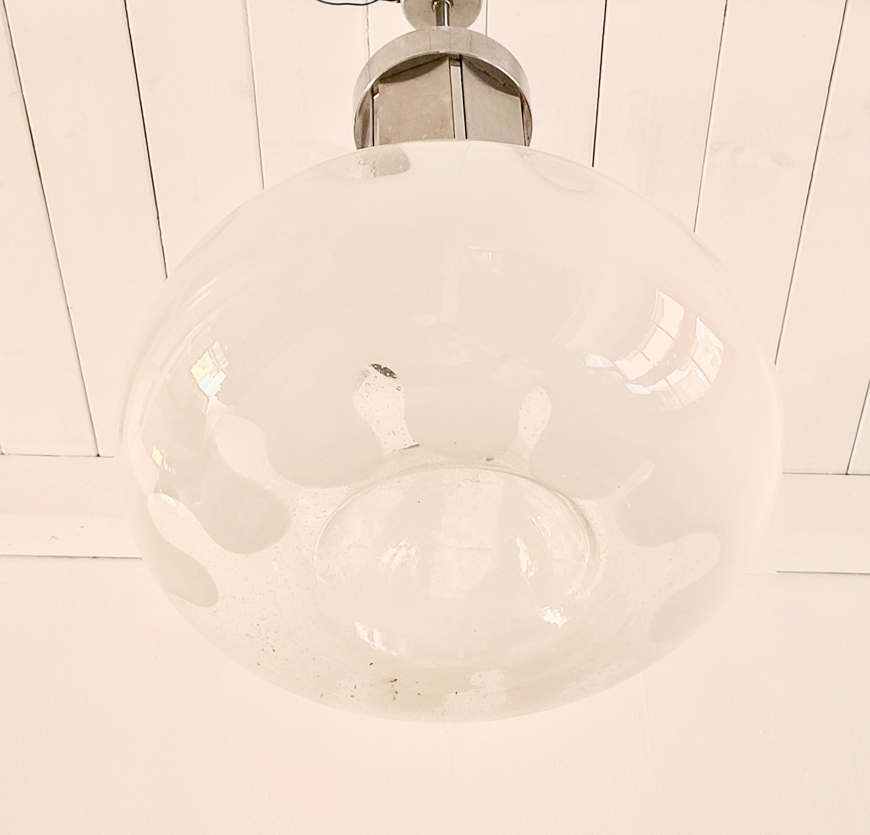 Murano Pulegoso Bubbled Glass Ceiling Pendant Lamp | Italian Space Age | 1970s