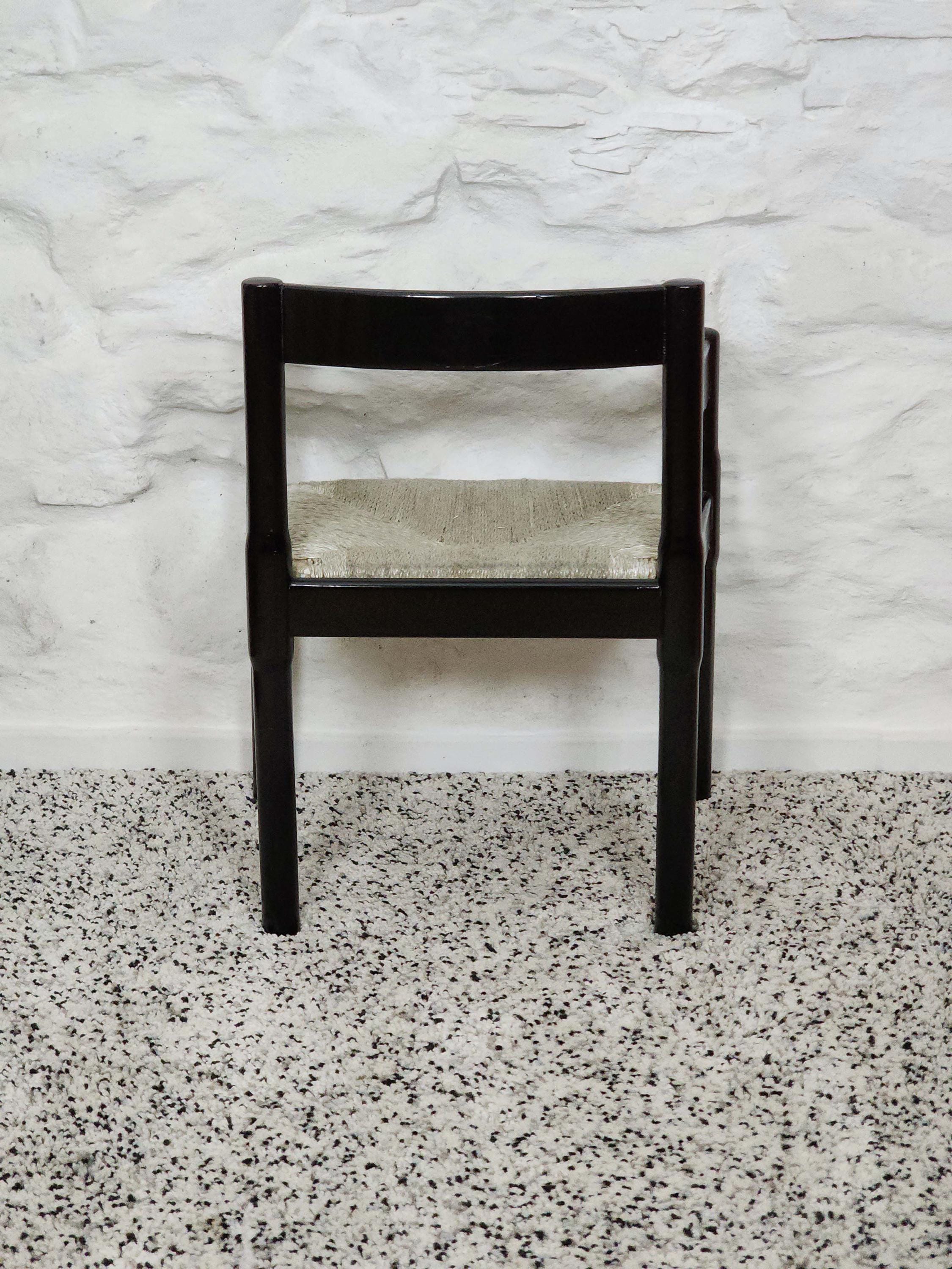 Carimate Dining Chair in Black Lacquer by Vico Magistretti for Cassina | Vintage Italian Design | 1960s