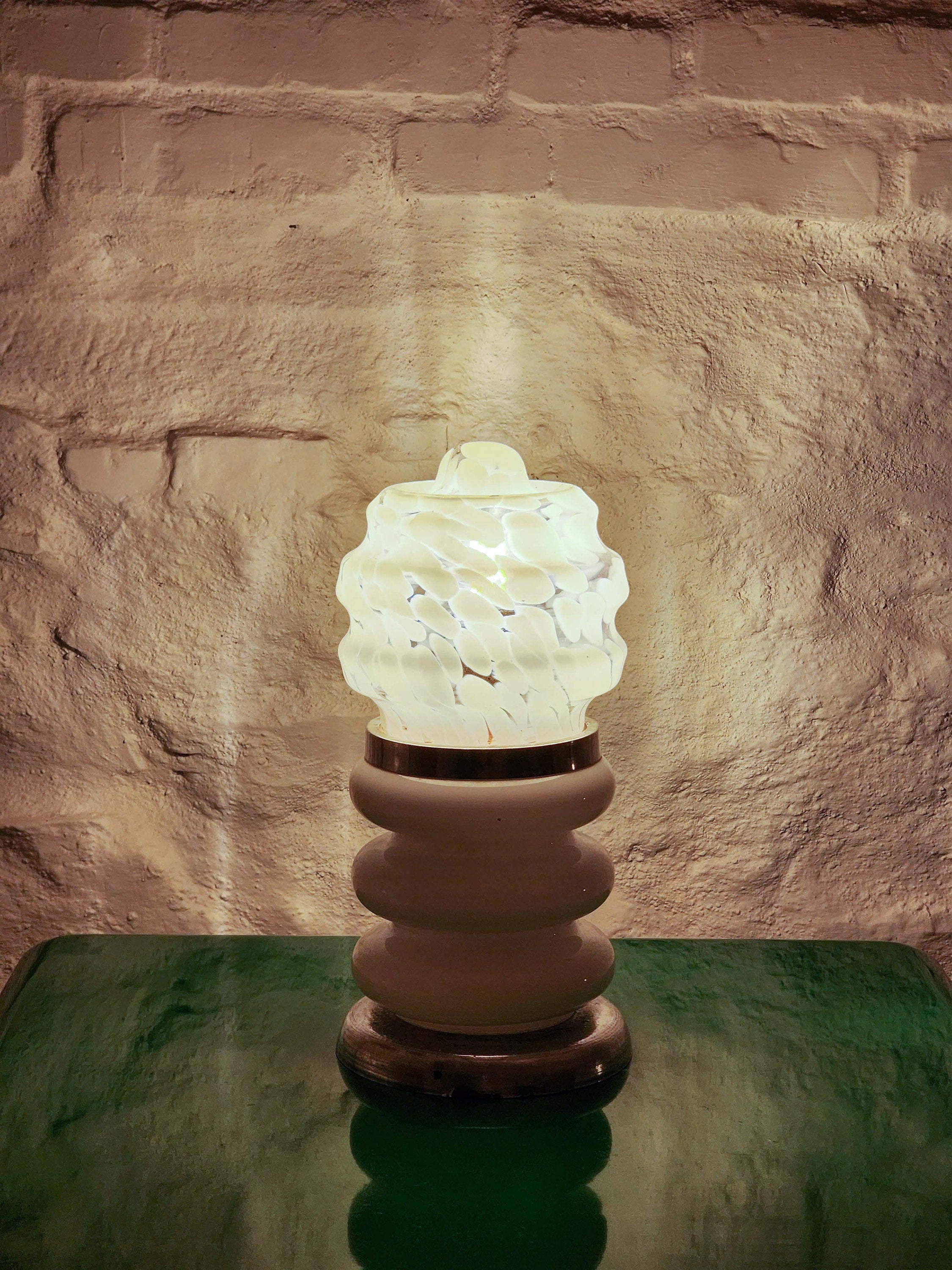 Two-Tiered Mottled Murano Glass Table Lamp by Carlo Nason for Mazzega | Italian Space Age | 1970s