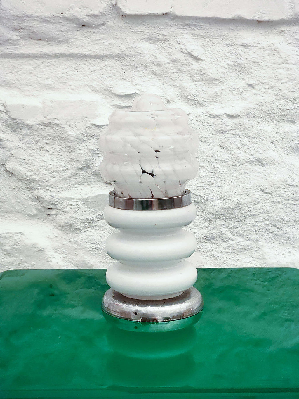 Two-Tiered Mottled Murano Glass Table Lamp by Carlo Nason for Mazzega | Italian Space Age | 1970s