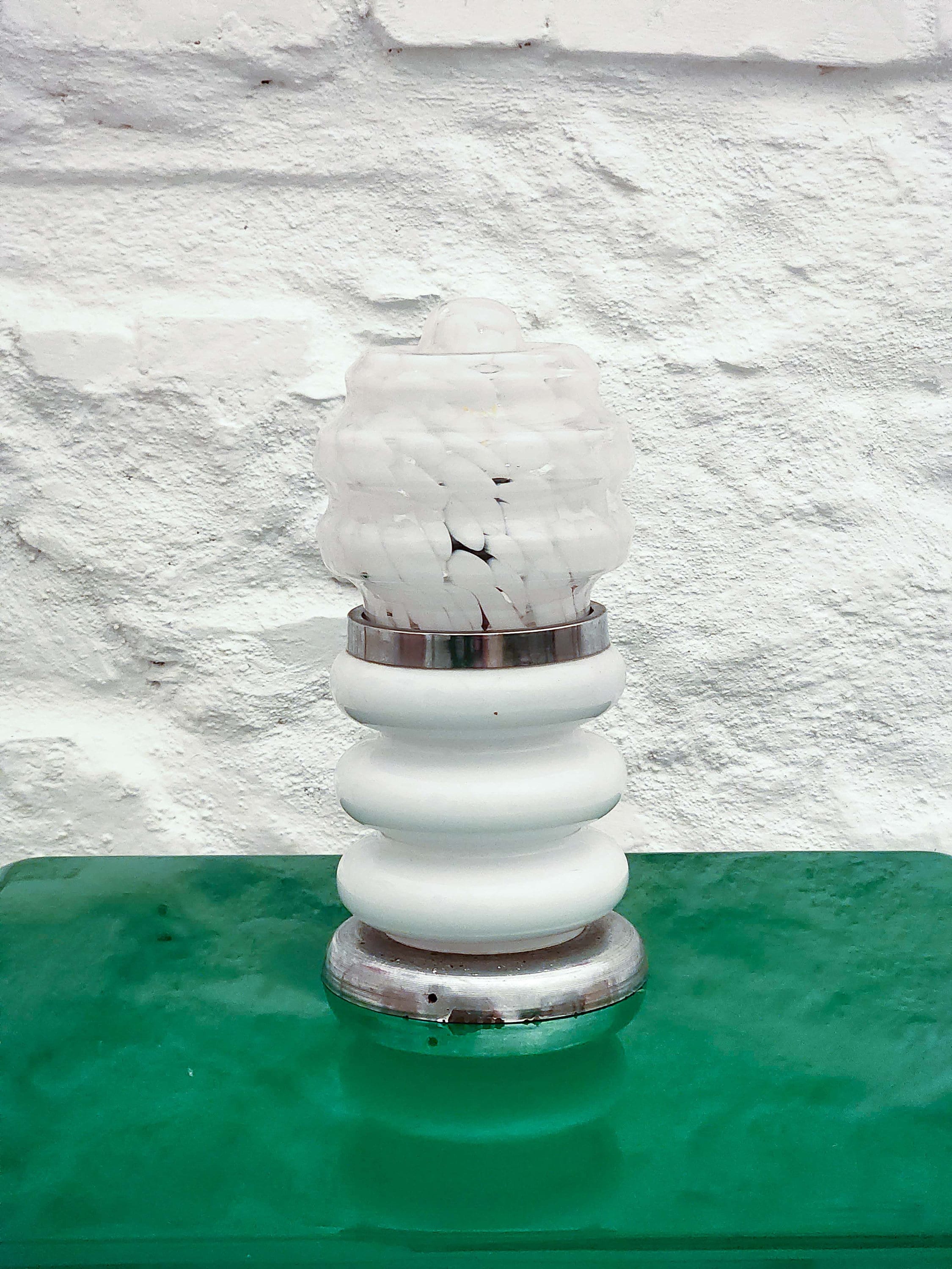 Two-Tiered Mottled Murano Glass Table Lamp by Carlo Nason for Mazzega | Italian Space Age | 1970s