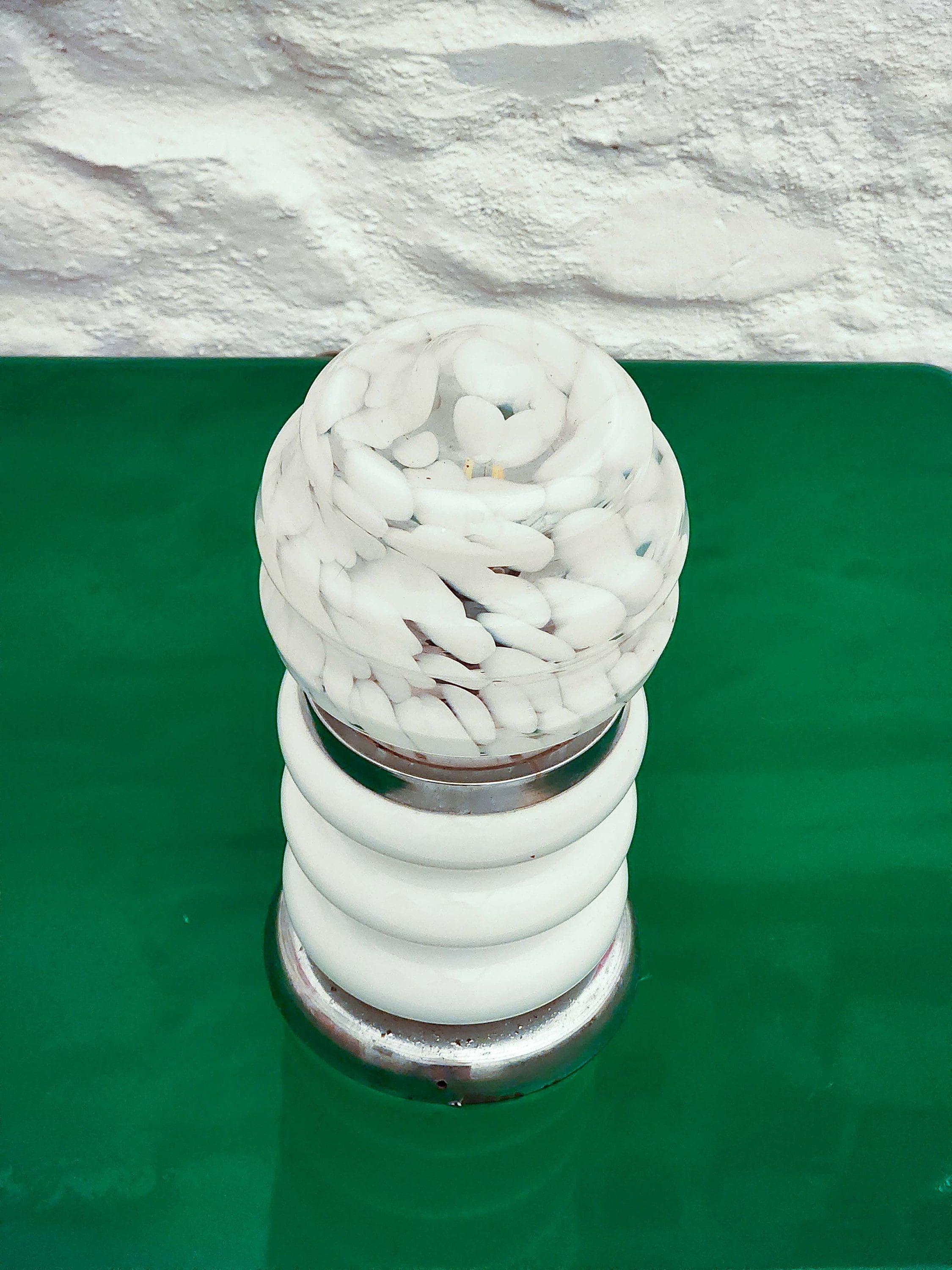 Two-Tiered Mottled Murano Glass Table Lamp by Carlo Nason for Mazzega | Italian Space Age | 1970s