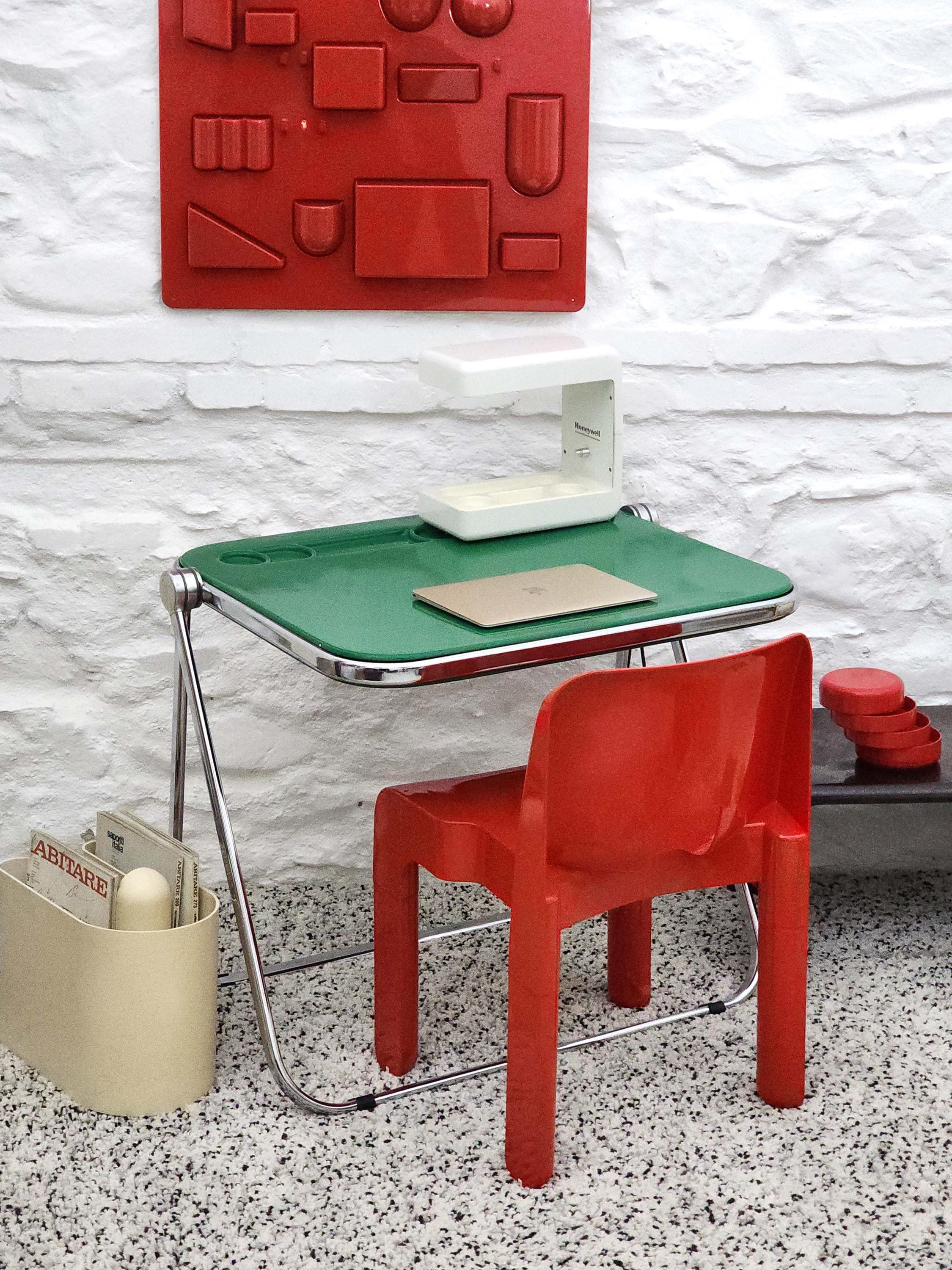 Platone Folding Desk in Green by Giancarlo Piretti for Castelli | Italian Space Age | 1960s