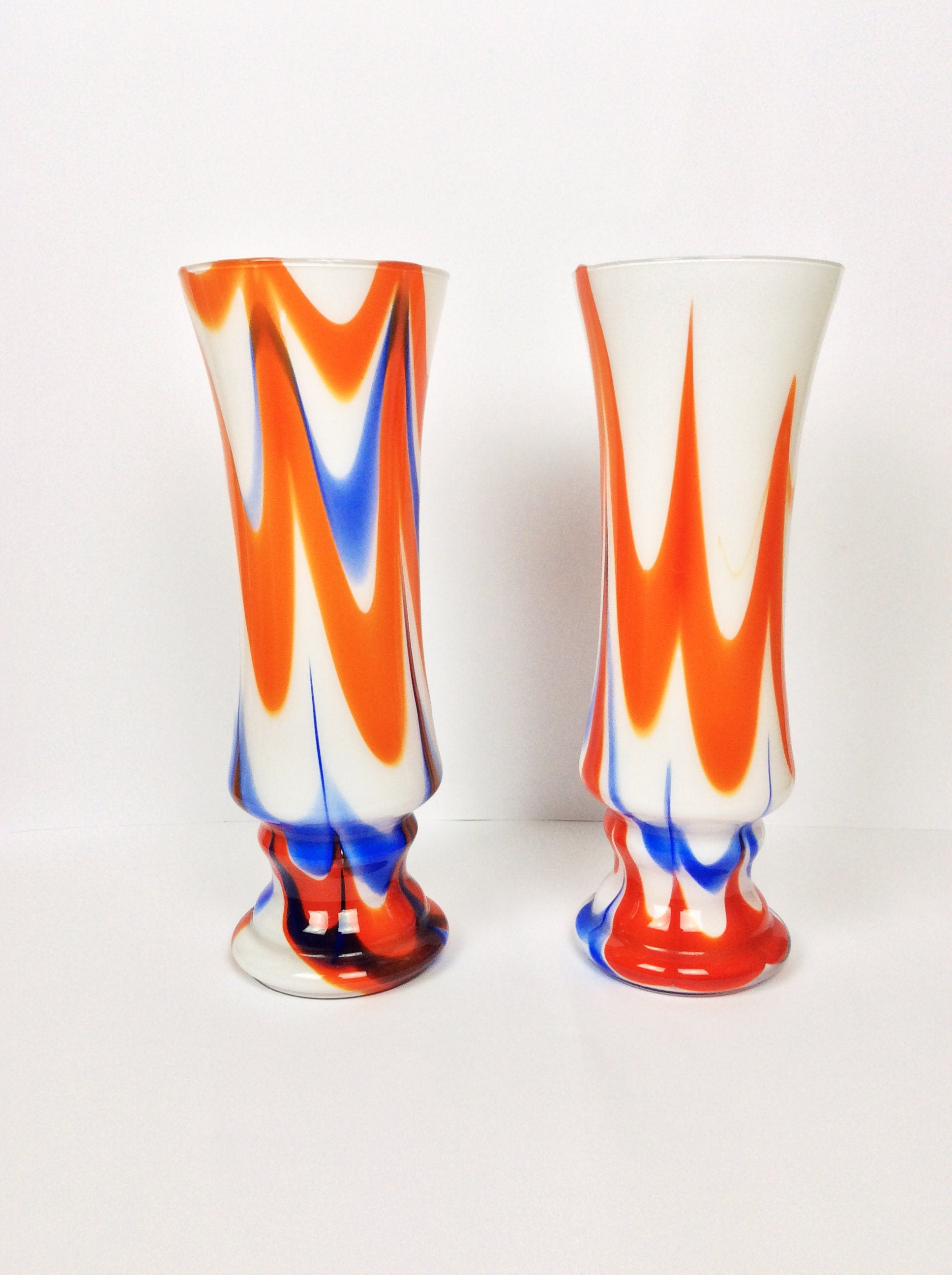 Murano Glass Vase in Red, White and Blue | Vintage Italian Design | 1970s