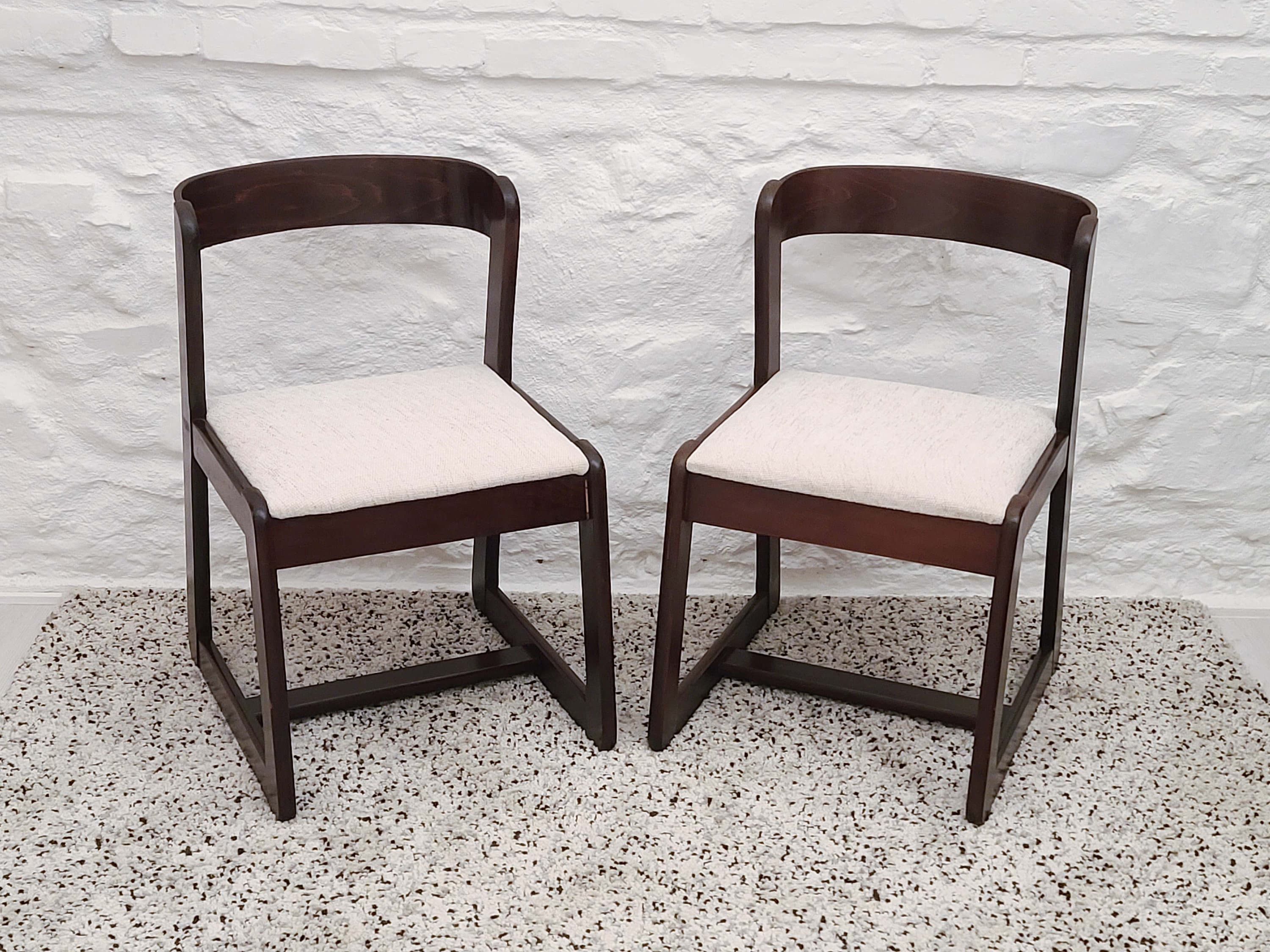 Wood and Boucle Dining Chairs by Willy Rizzo for Mario Sabot | Italian Space Age | 1970s | Set of 2