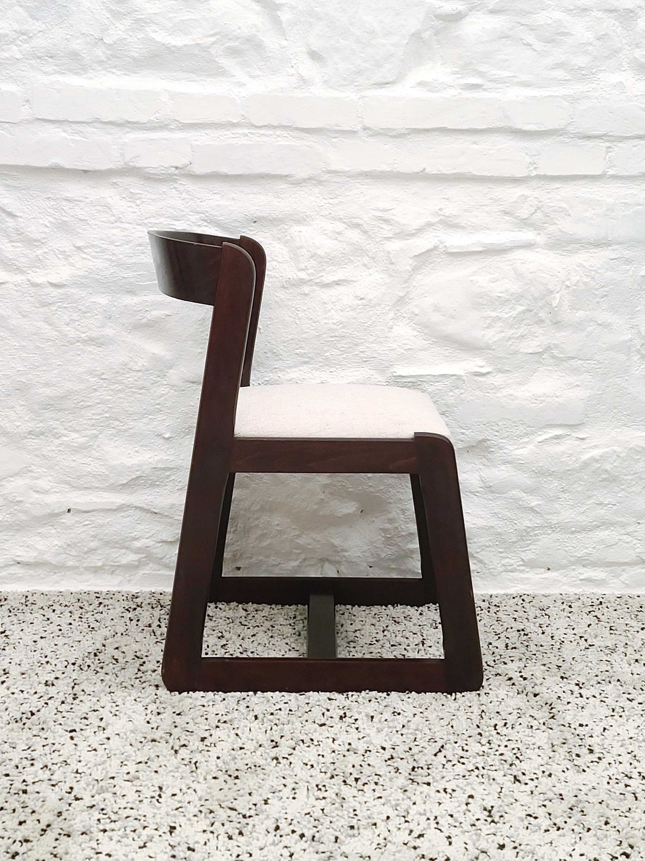 Wood and Boucle Dining Chairs by Willy Rizzo for Mario Sabot | Italian Space Age | 1970s | Set of 2