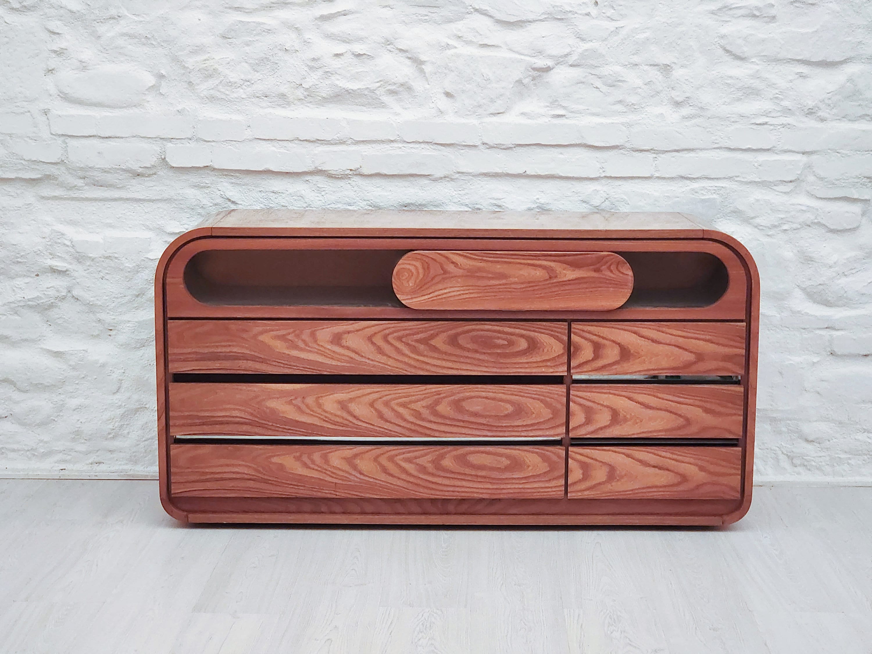 Wood and Steel Dresser Chest of Drawers by Mario Sabot | Italian Space Age | 1970s