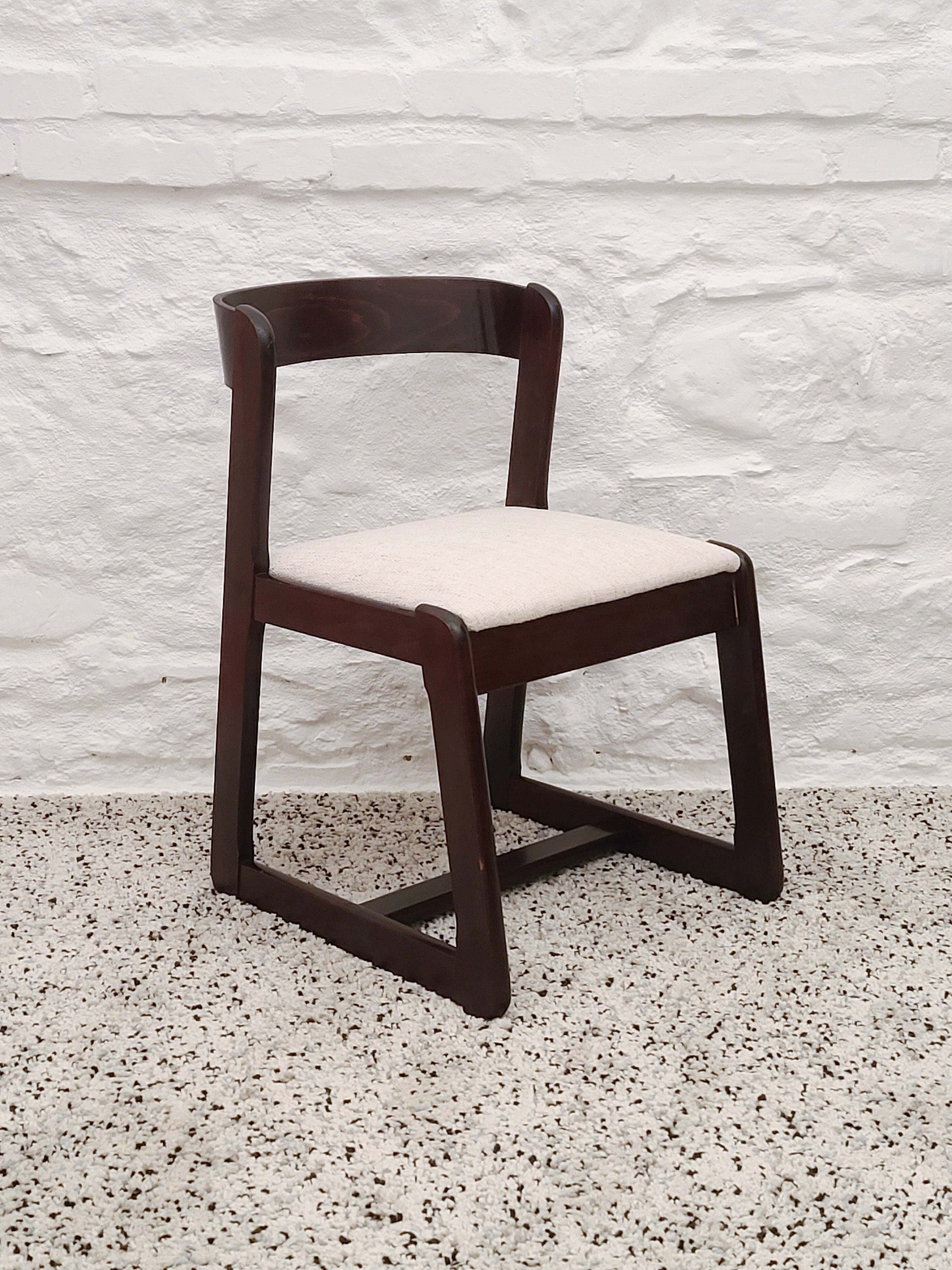 Wood and Boucle Dining Chairs by Willy Rizzo for Mario Sabot | Italian Space Age | 1970s | Set of 2