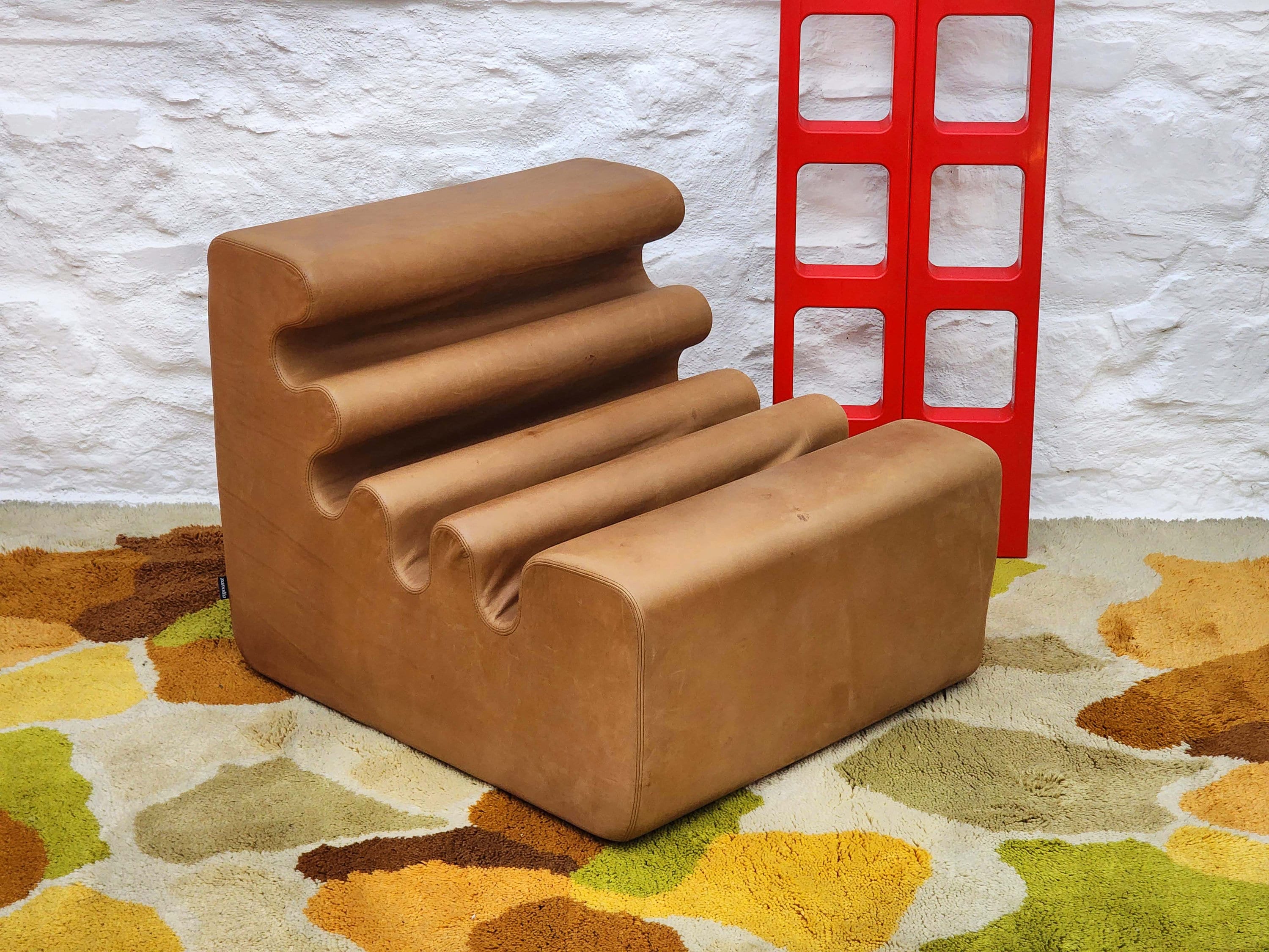 Karelia Lounge Chair in Brown Leather by Liisi Beckmann for Zanotta | Italian Space Age | 1960s