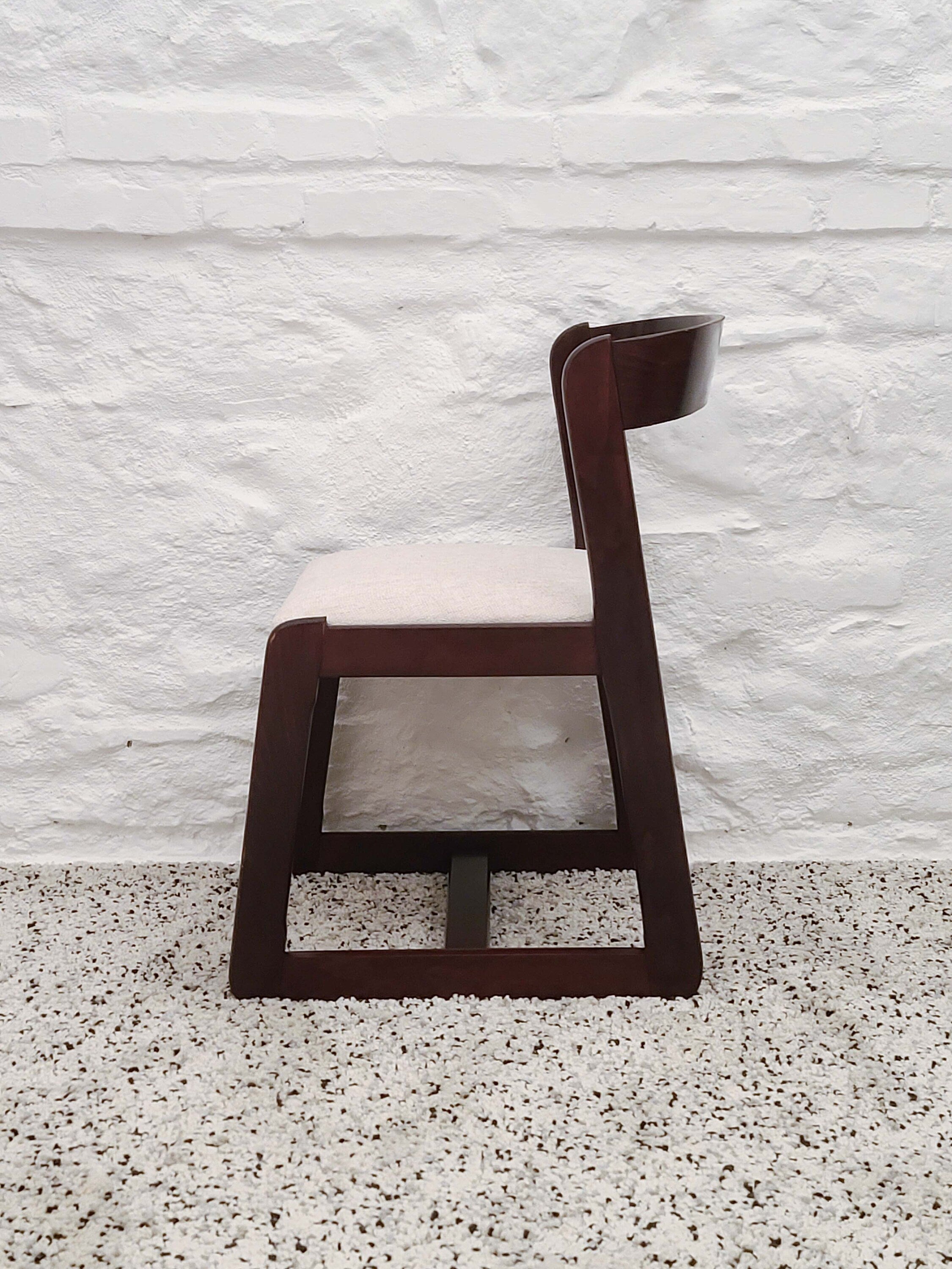 Wood and Boucle Dining Chairs by Willy Rizzo for Mario Sabot | Italian Space Age | 1970s | Set of 2